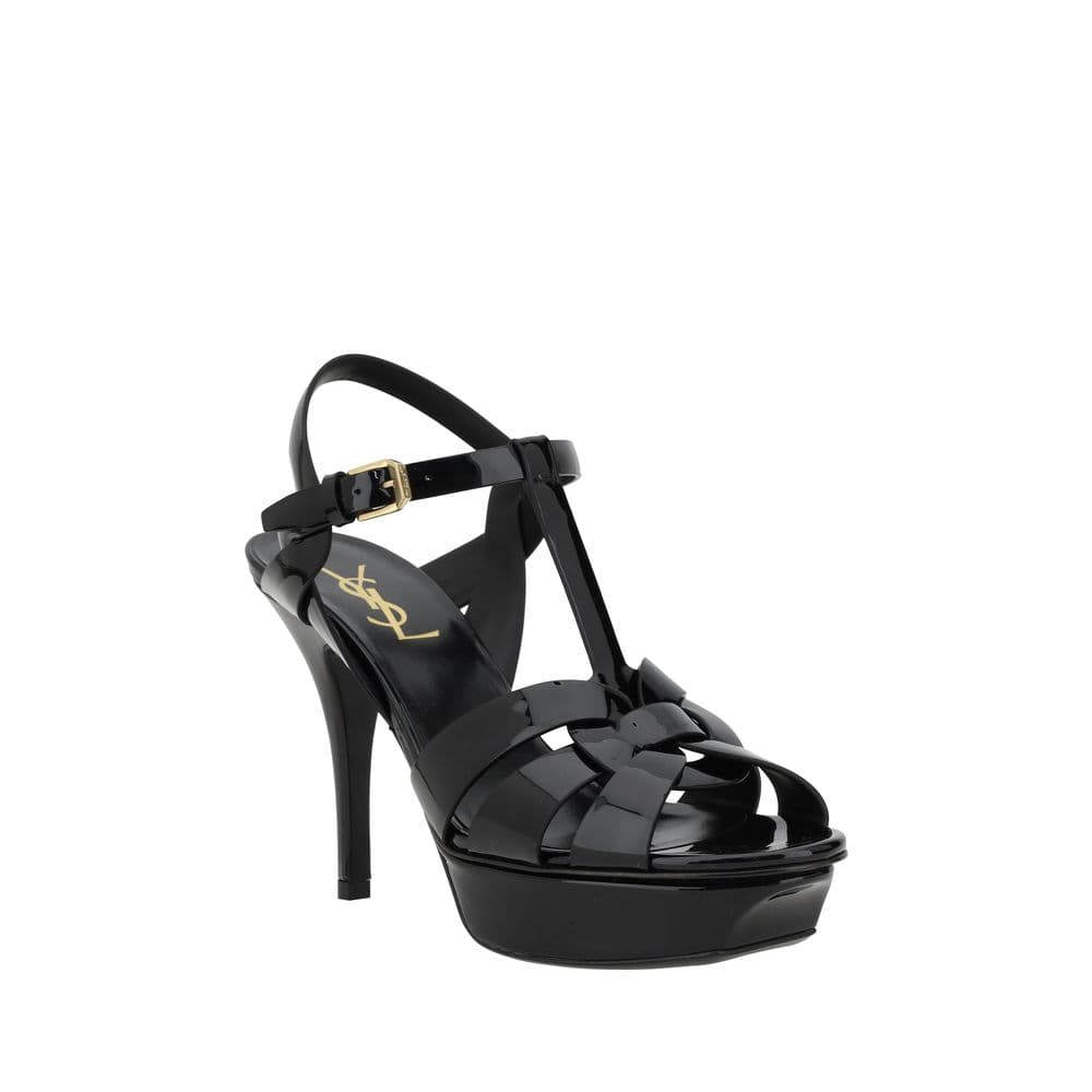 Saint Laurent Black Calf Leather Bos Taurus Stiletto Heel Sandals - 2