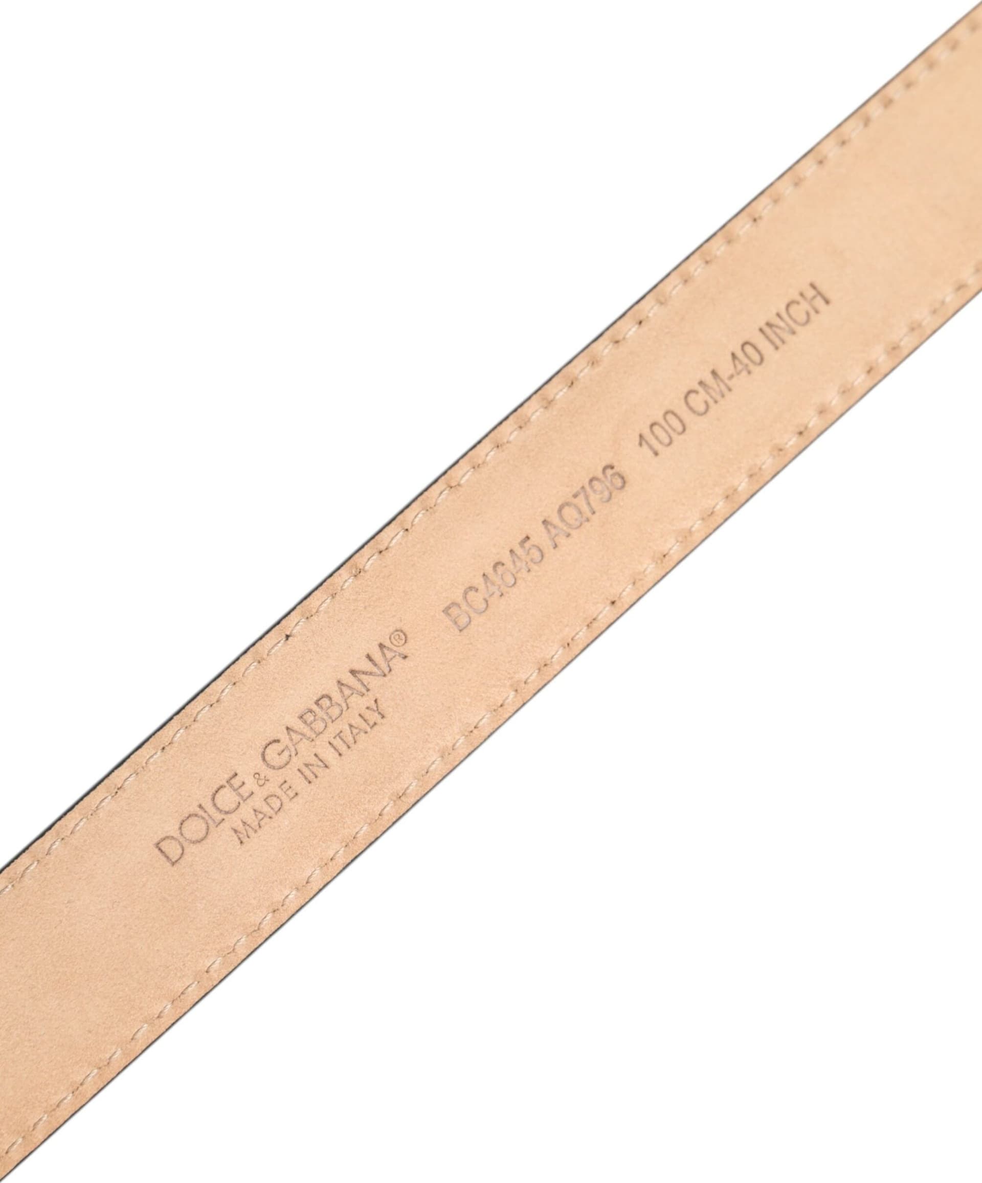 Dolce & Gabbana Metallic Leather Silver Tone Logo Buckle Belt - 5