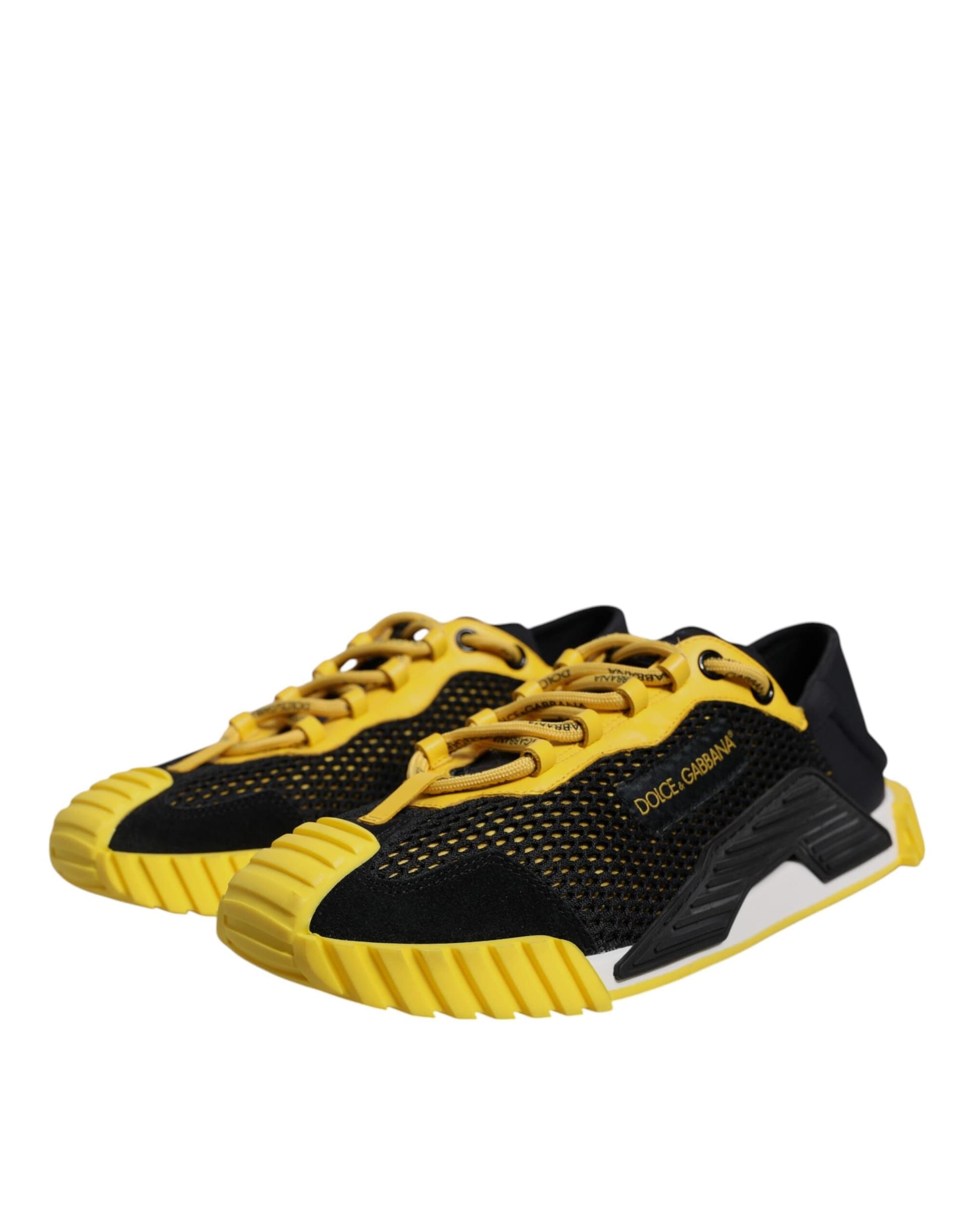 Dolce & Gabbana Black Yellow Low Top NS1 Sneakers Shoes - 2