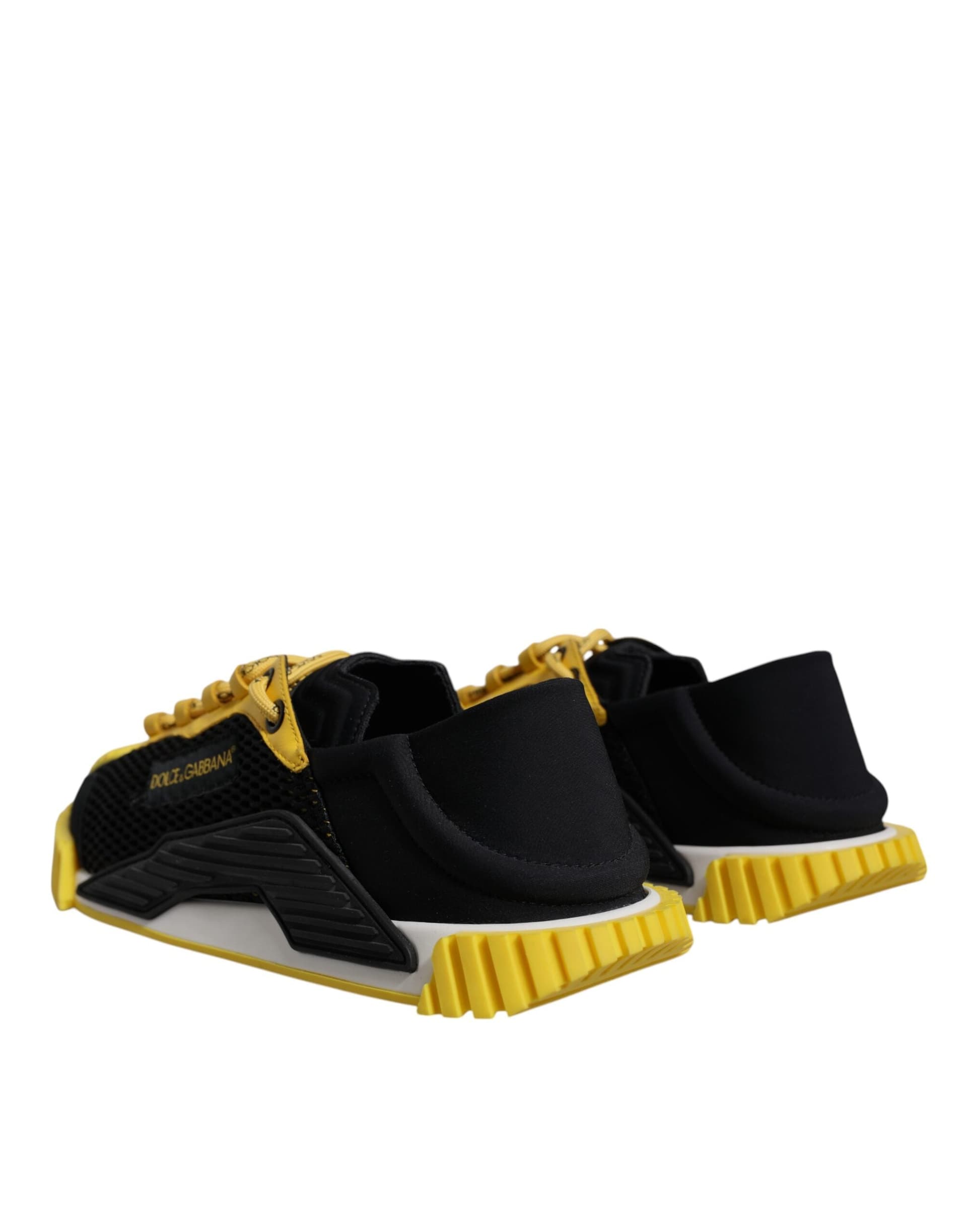 Dolce & Gabbana Black Yellow Low Top NS1 Sneakers Shoes - 3