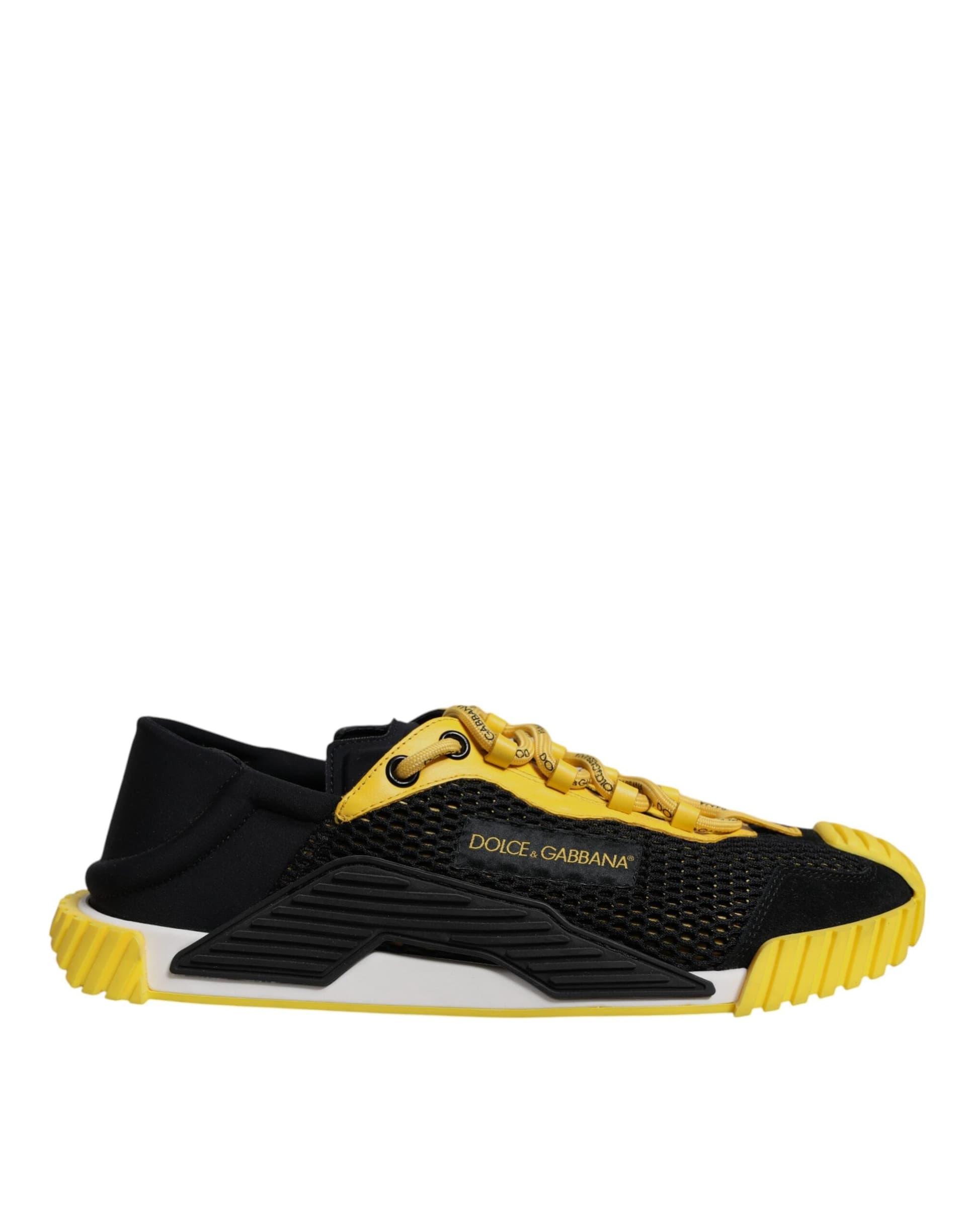 Dolce & Gabbana Black Yellow Low Top NS1 Sneakers Shoes - 5
