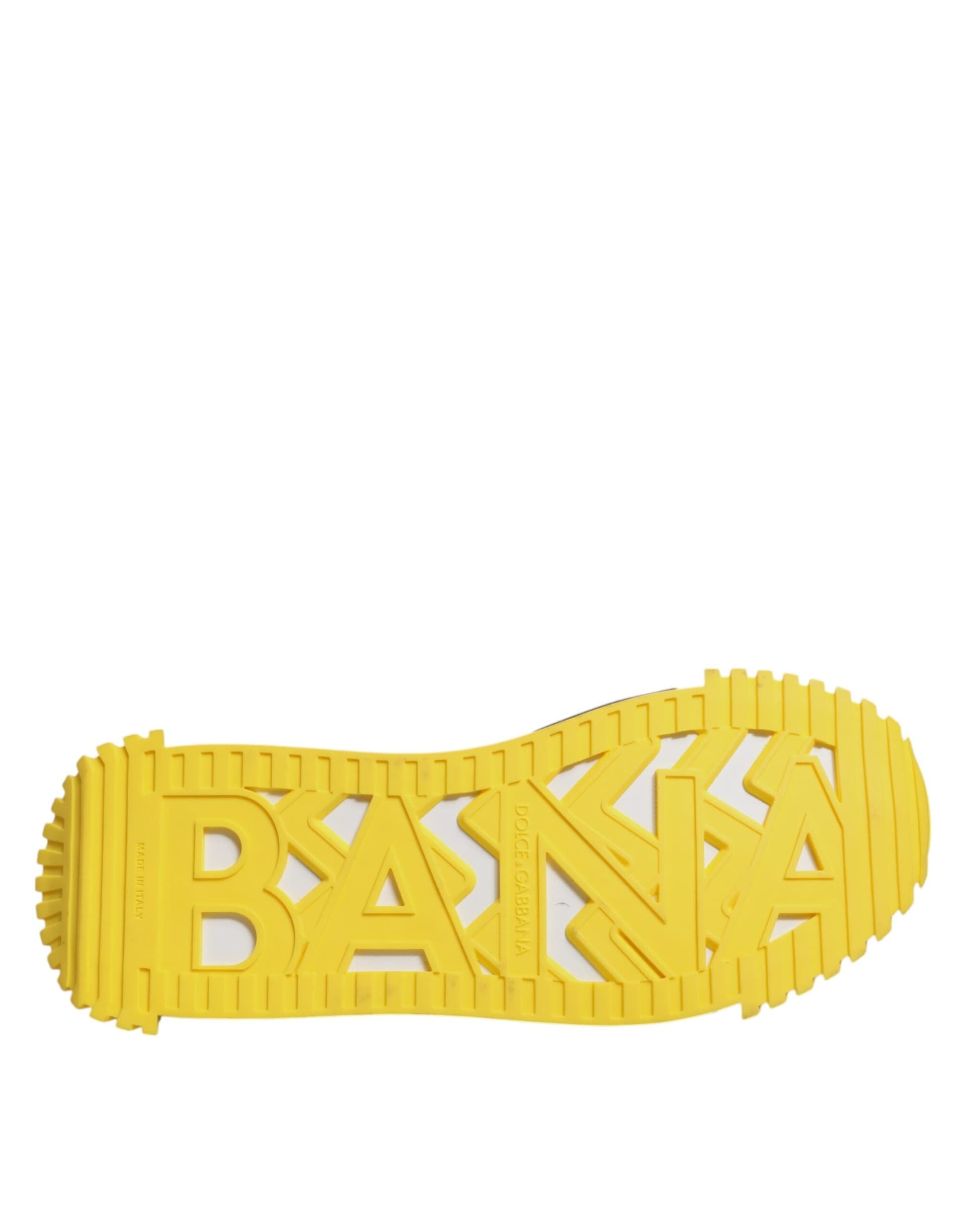 Dolce & Gabbana Black Yellow Low Top NS1 Sneakers Shoes - 7