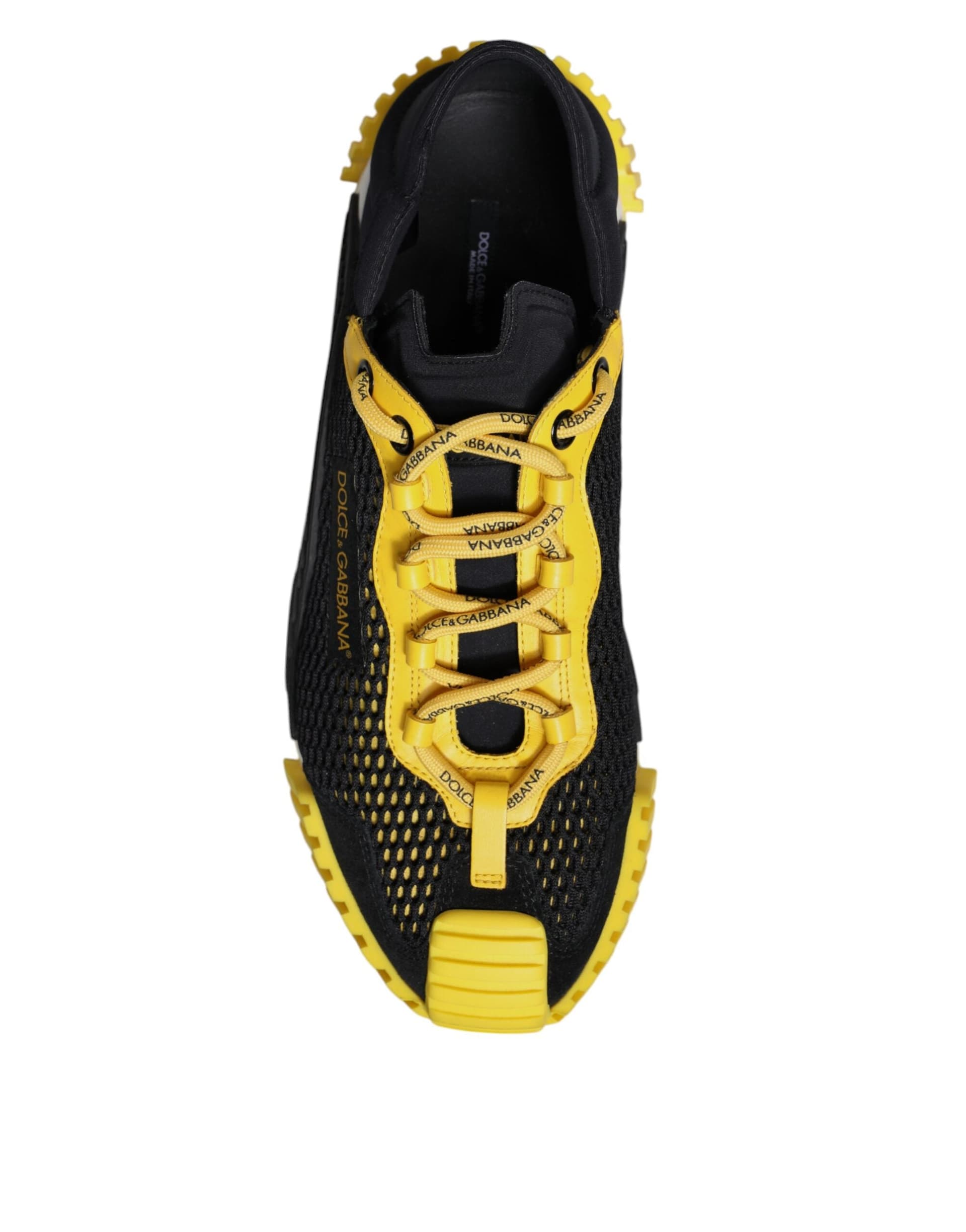 Dolce & Gabbana Black Yellow Low Top NS1 Sneakers Shoes - 8