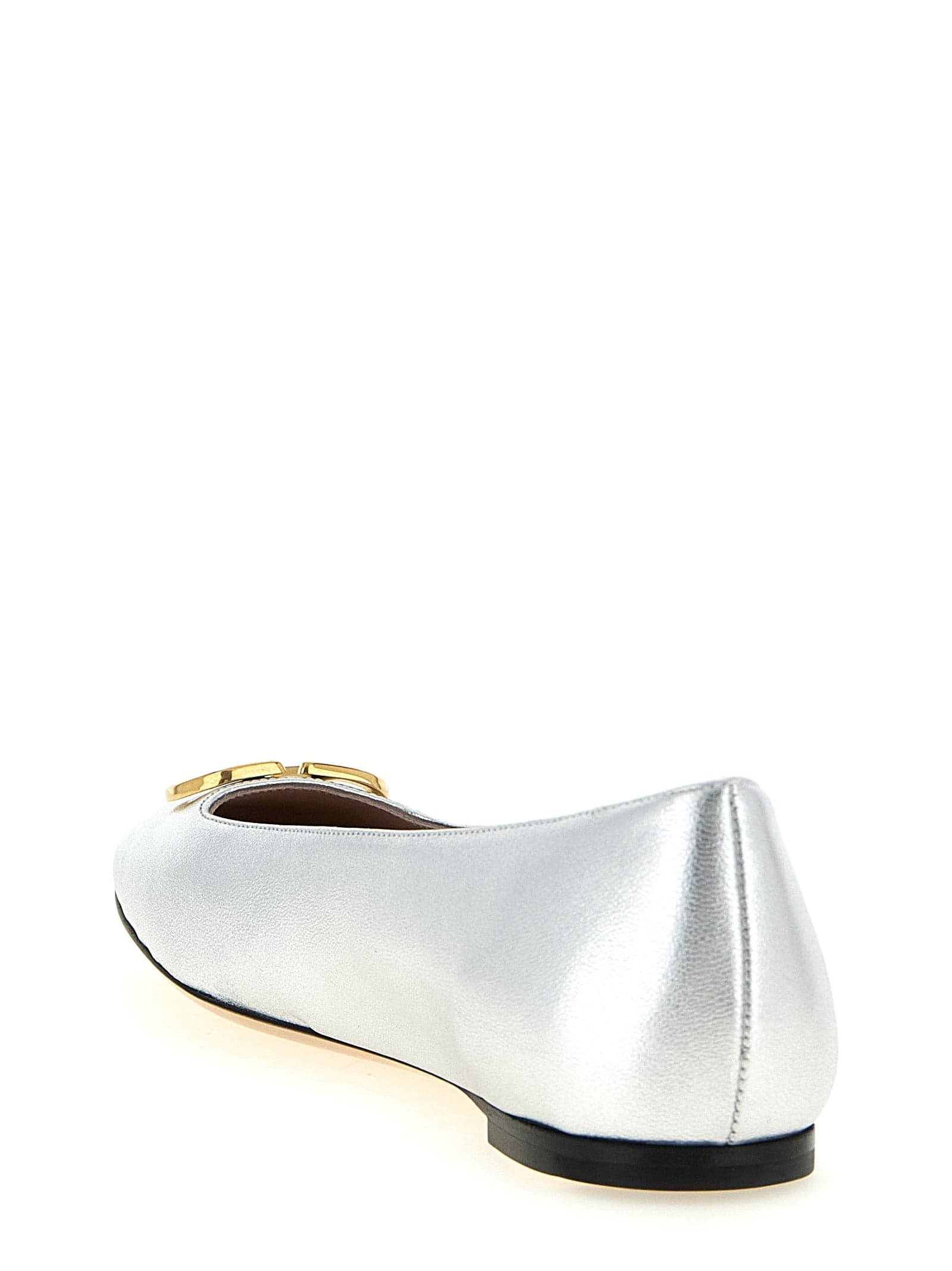 Valentino Garavani Silver Lamb Leather Ballet Flats - 3