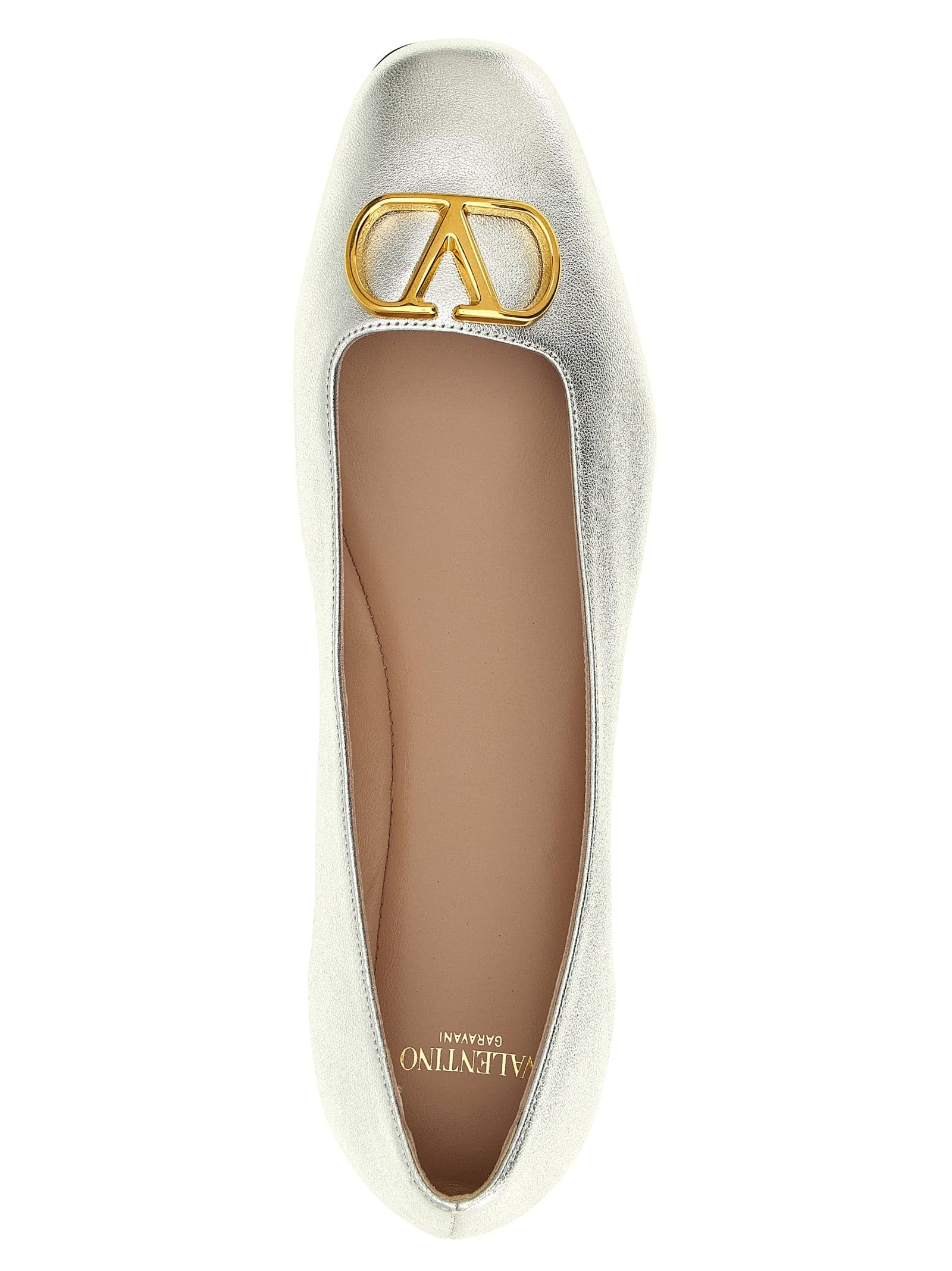 Valentino Garavani Silver Lamb Leather Ballet Flats - 4