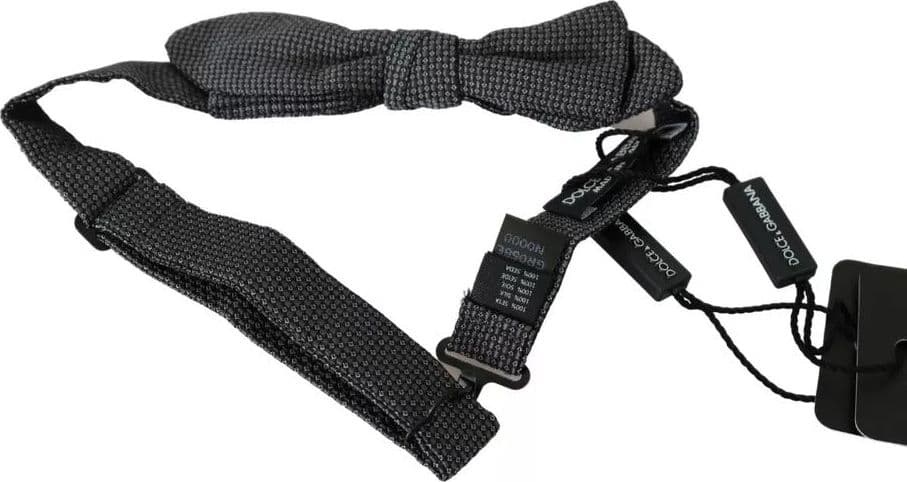 Dolce & Gabbana Gray Silk Patterned Mens Necktie Bow Tie