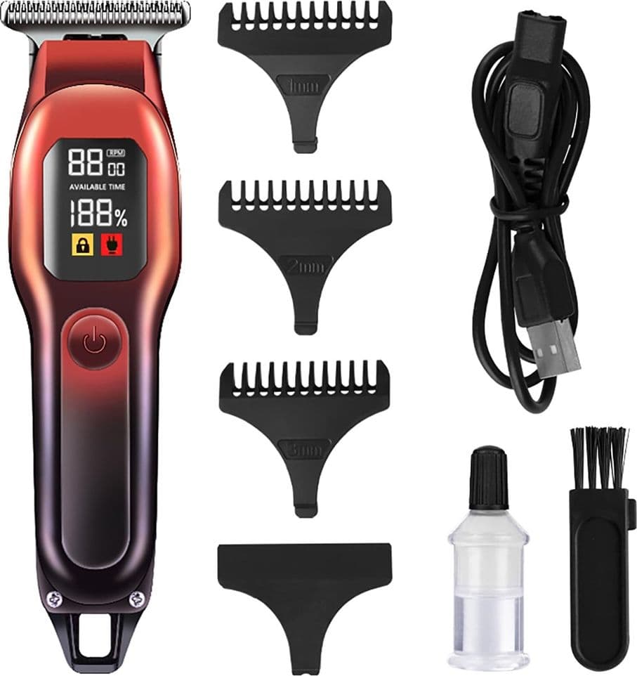 TAGLIACAPELLI PROFESSIONALE REGOLABARBA DISPLAY LED RICARICABILE USB MULTIFUNZIONE GW-9886 - 6