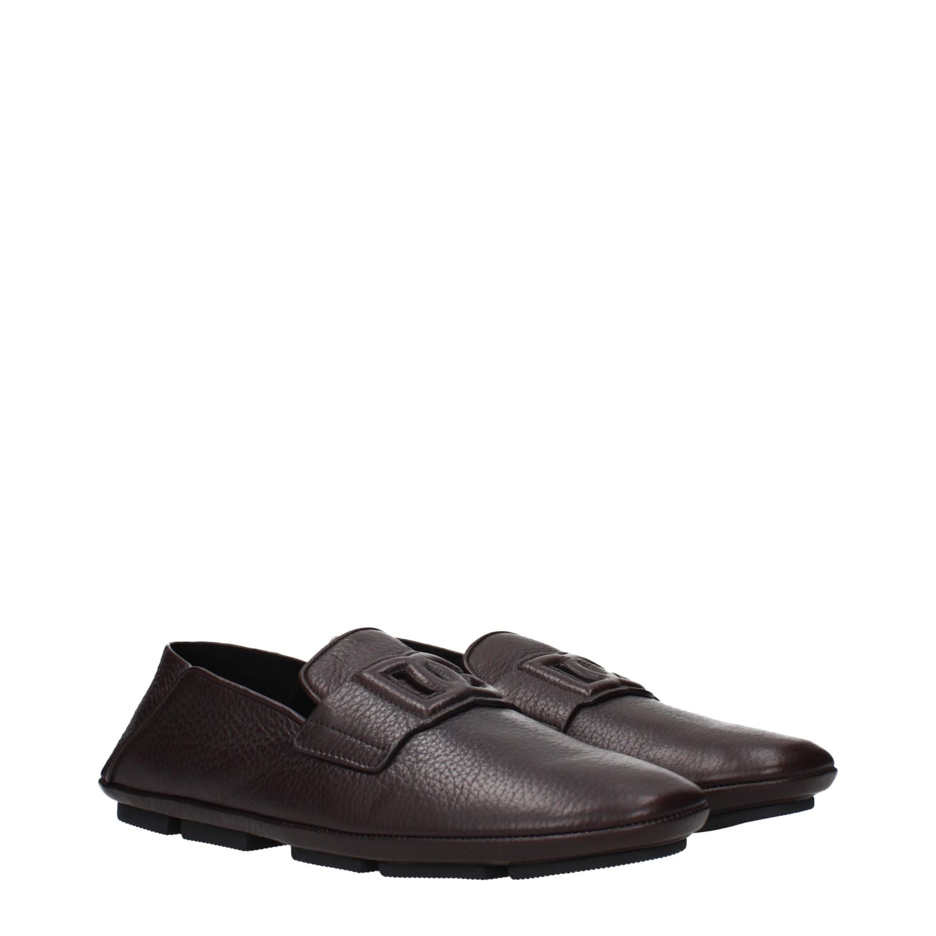 Dolce & Gabbana Brown Leather Slip-On Loafers - 2