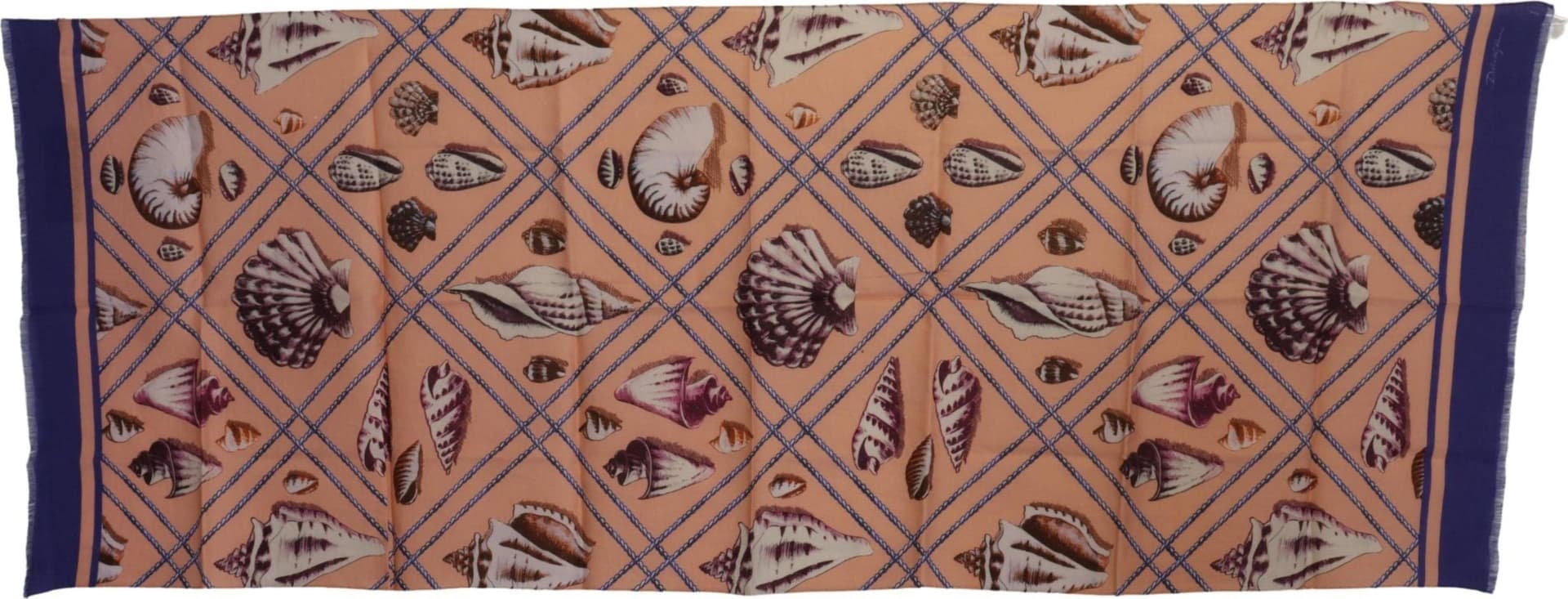 Dolce & Gabbana Blue Linen Seashell Pattern Mens Wrap Shawl Scarf - 4
