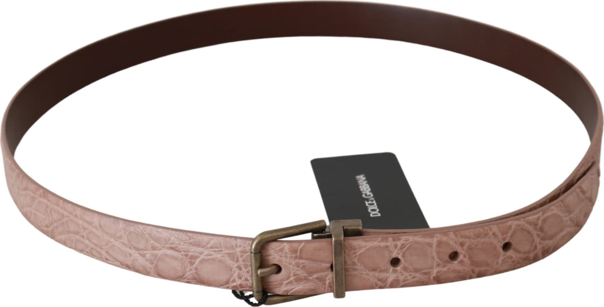 Dolce & Gabbana Beige Exotic Skin Gold Buckle Leather Belt - 3
