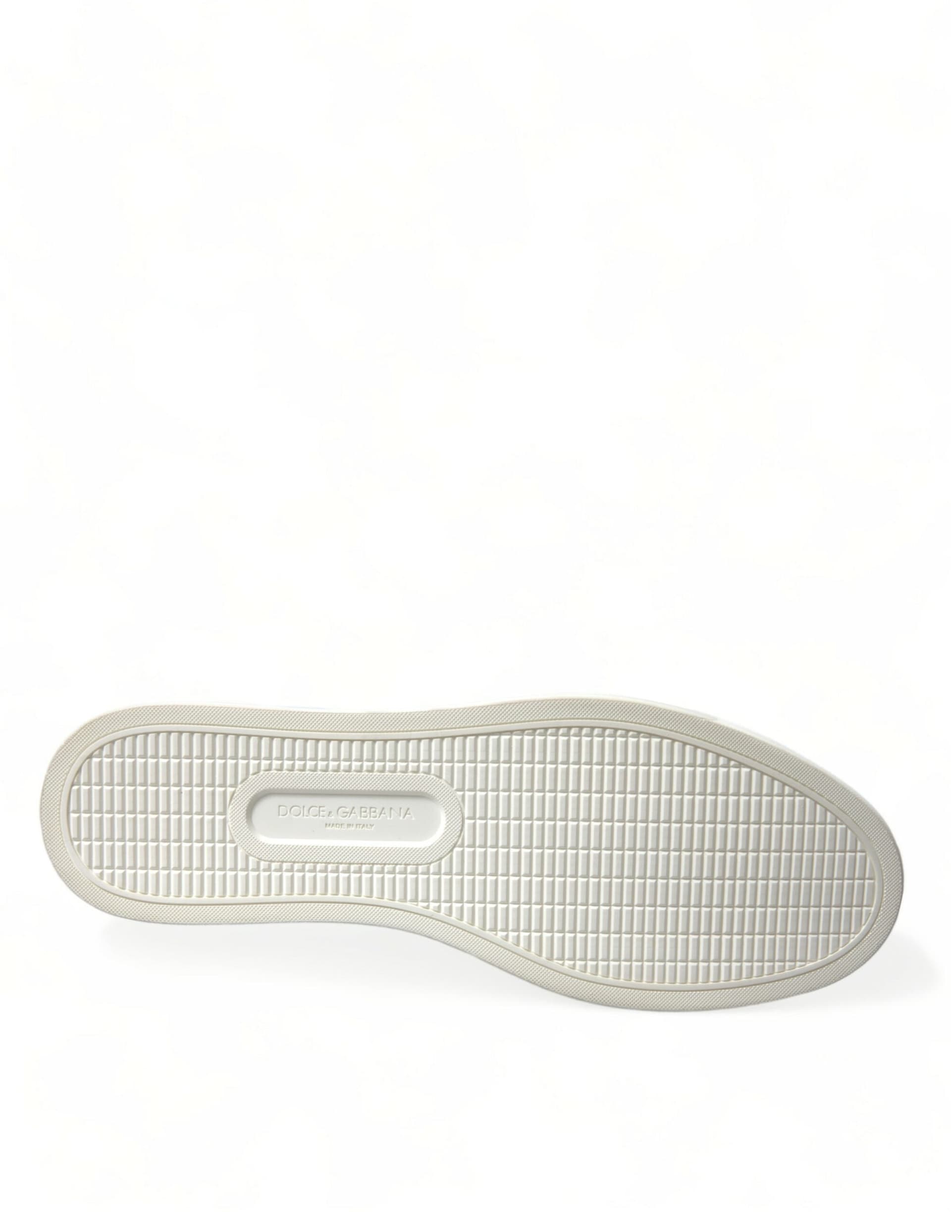 Dolce & Gabbana White Bordeaux Leather Logo Low Top Sneakers Shoes - 6