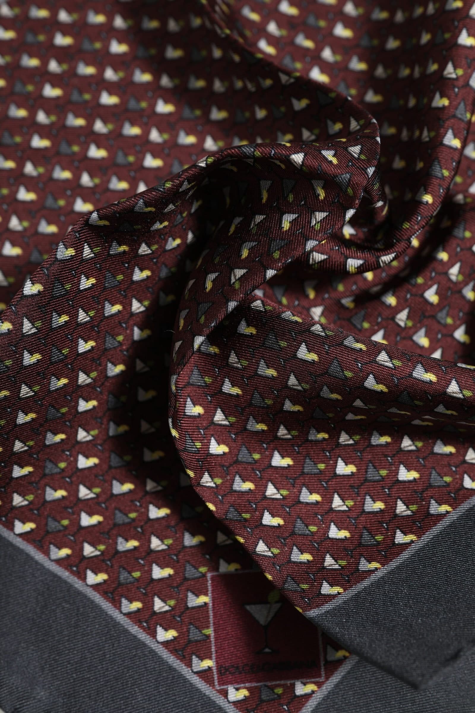 Dolce & Gabbana Maroon Cocktail Silk Square Foulard Scarf - 5