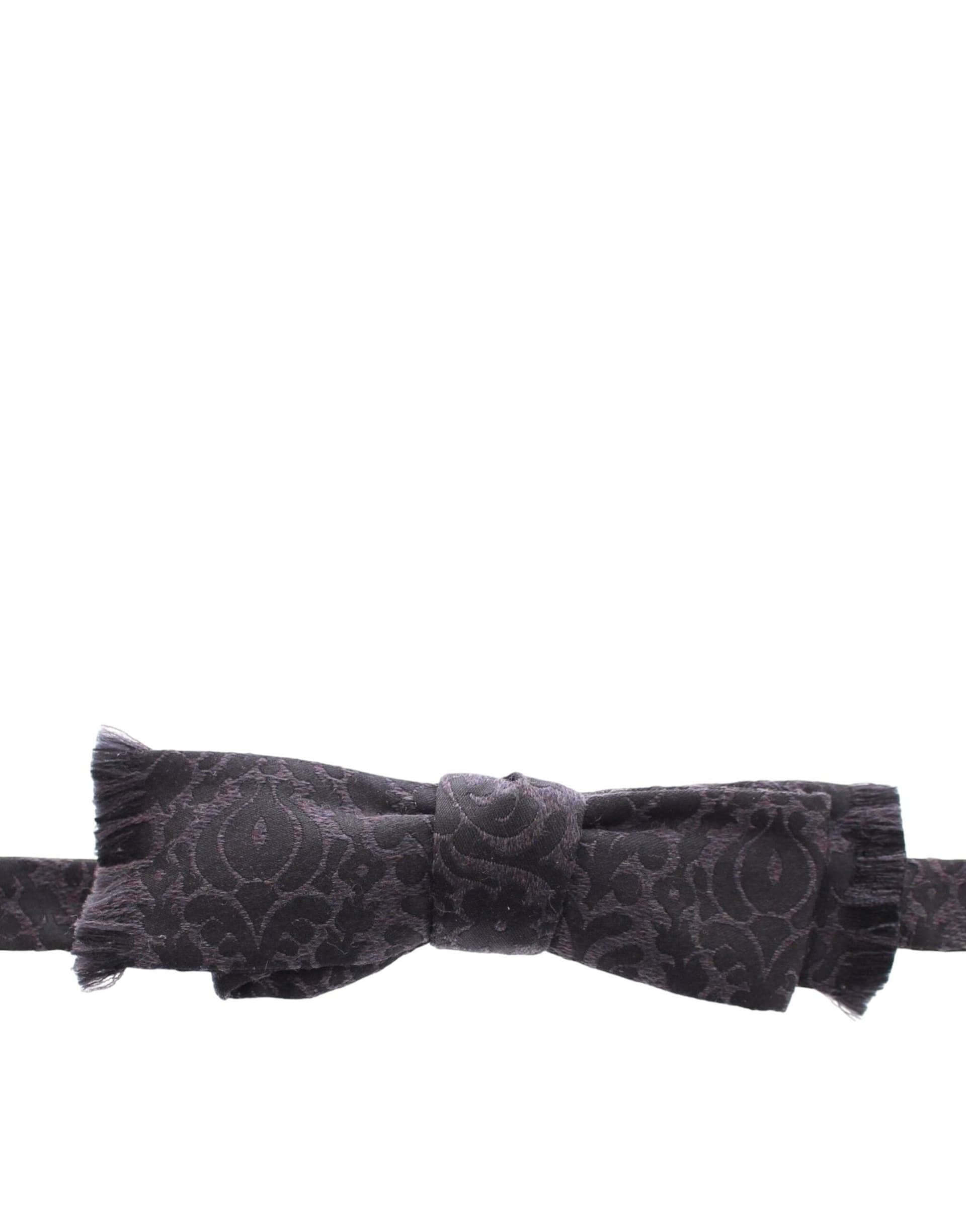 Dolce & Gabbana Gray Black Wool Bow Tie - 2