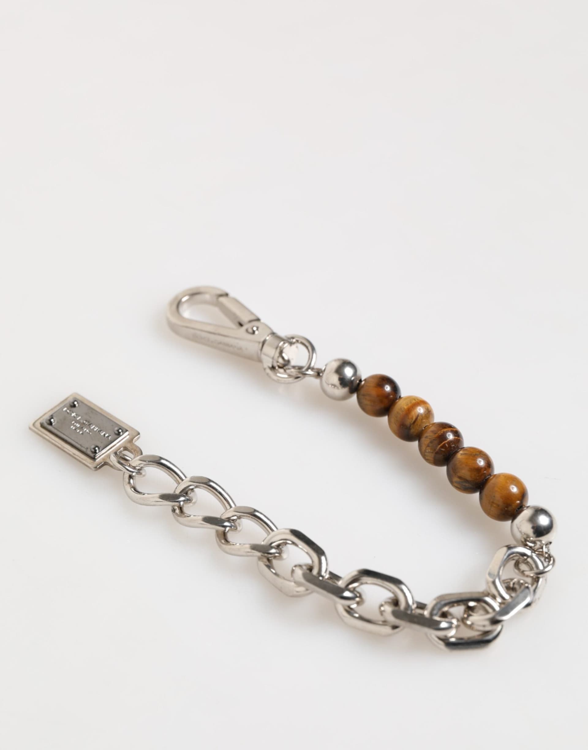Dolce & Gabbana Silver Chain Brass Beaded Lobster Clasp Logo Men Bracelet - 6
