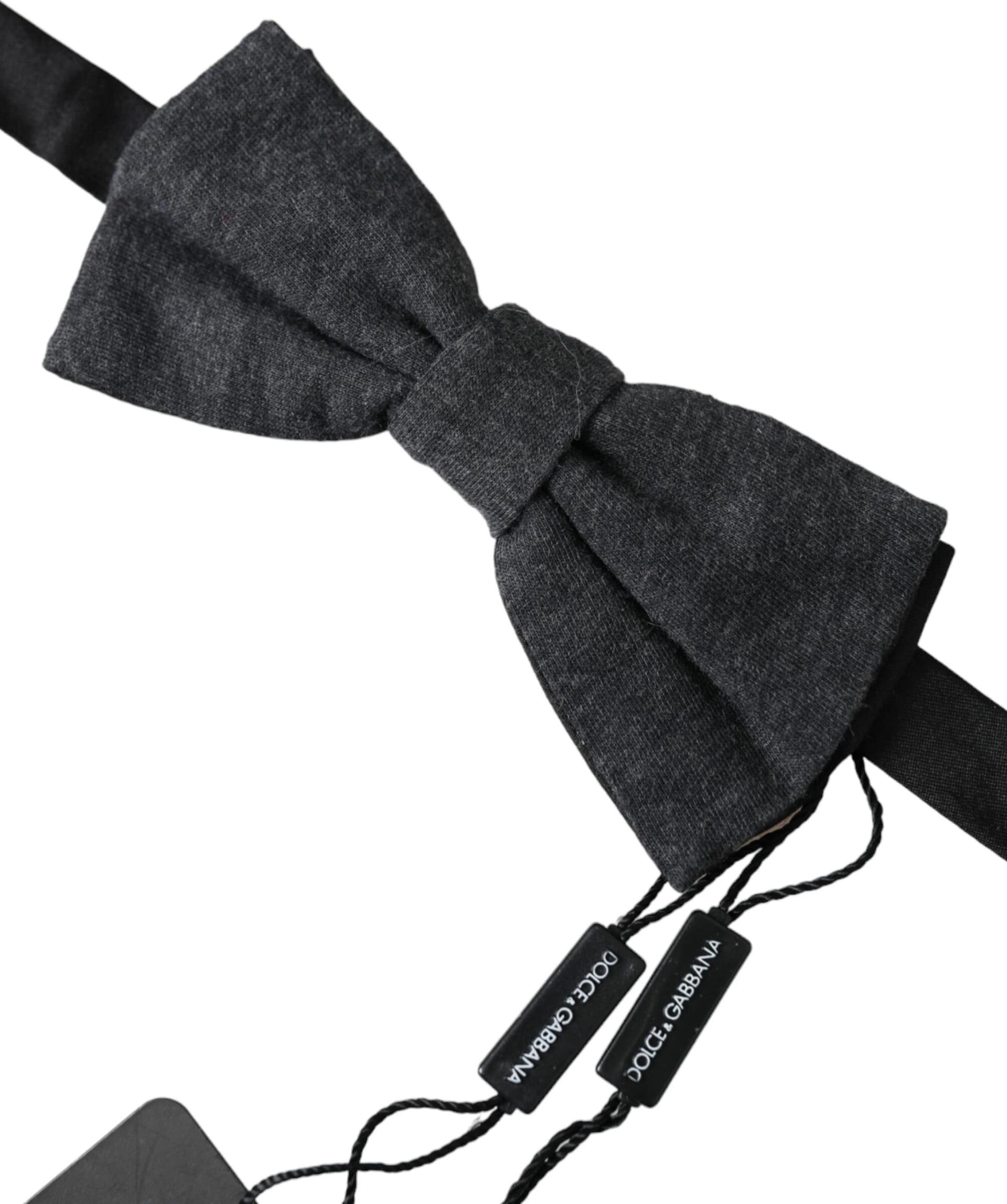 Dolce & Gabbana Dark Gray Silk Adjustable Neck Men Bow Tie - 3