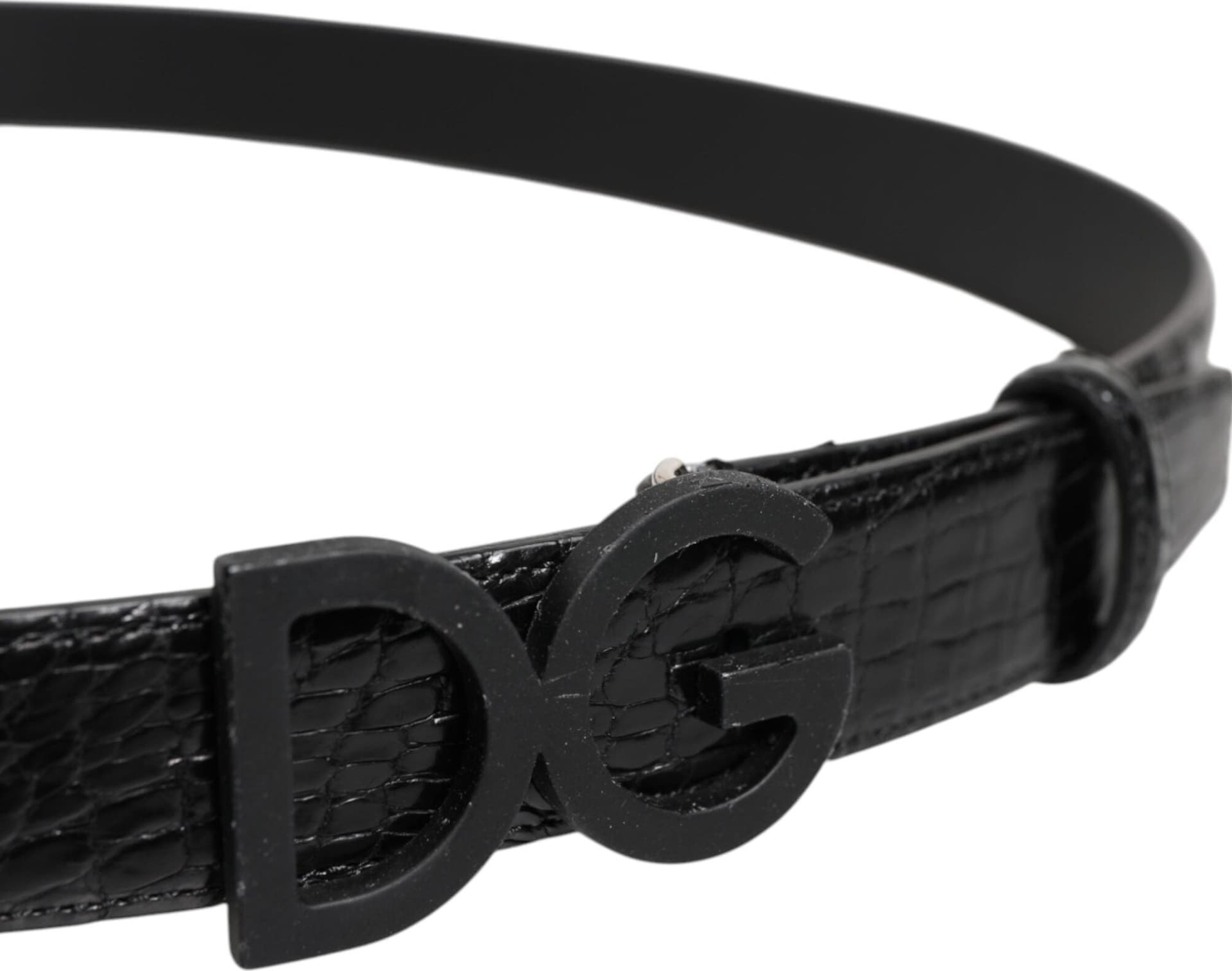 Dolce & Gabbana Black Leather Classic Metal DG Buckle Belt - 4