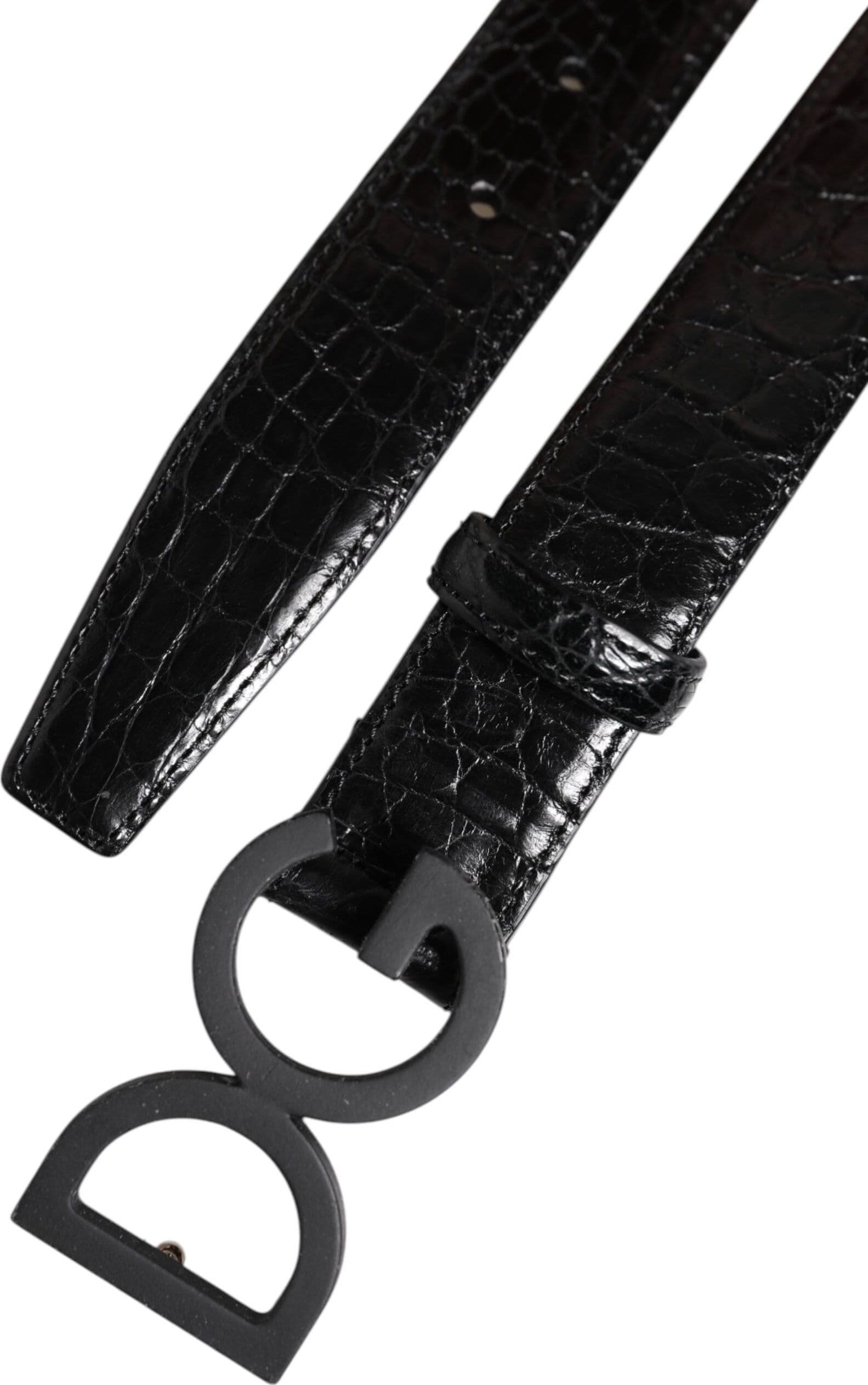 Dolce & Gabbana Black Leather Classic Metal DG Buckle Belt - 6