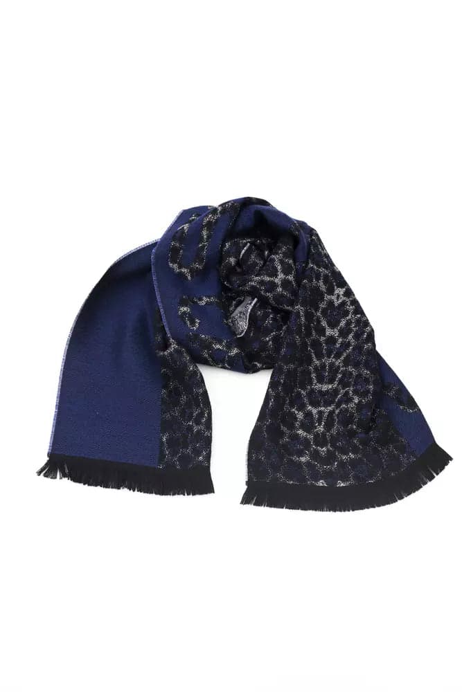 Cavalli Class Blue Wool Men Scarf - 3