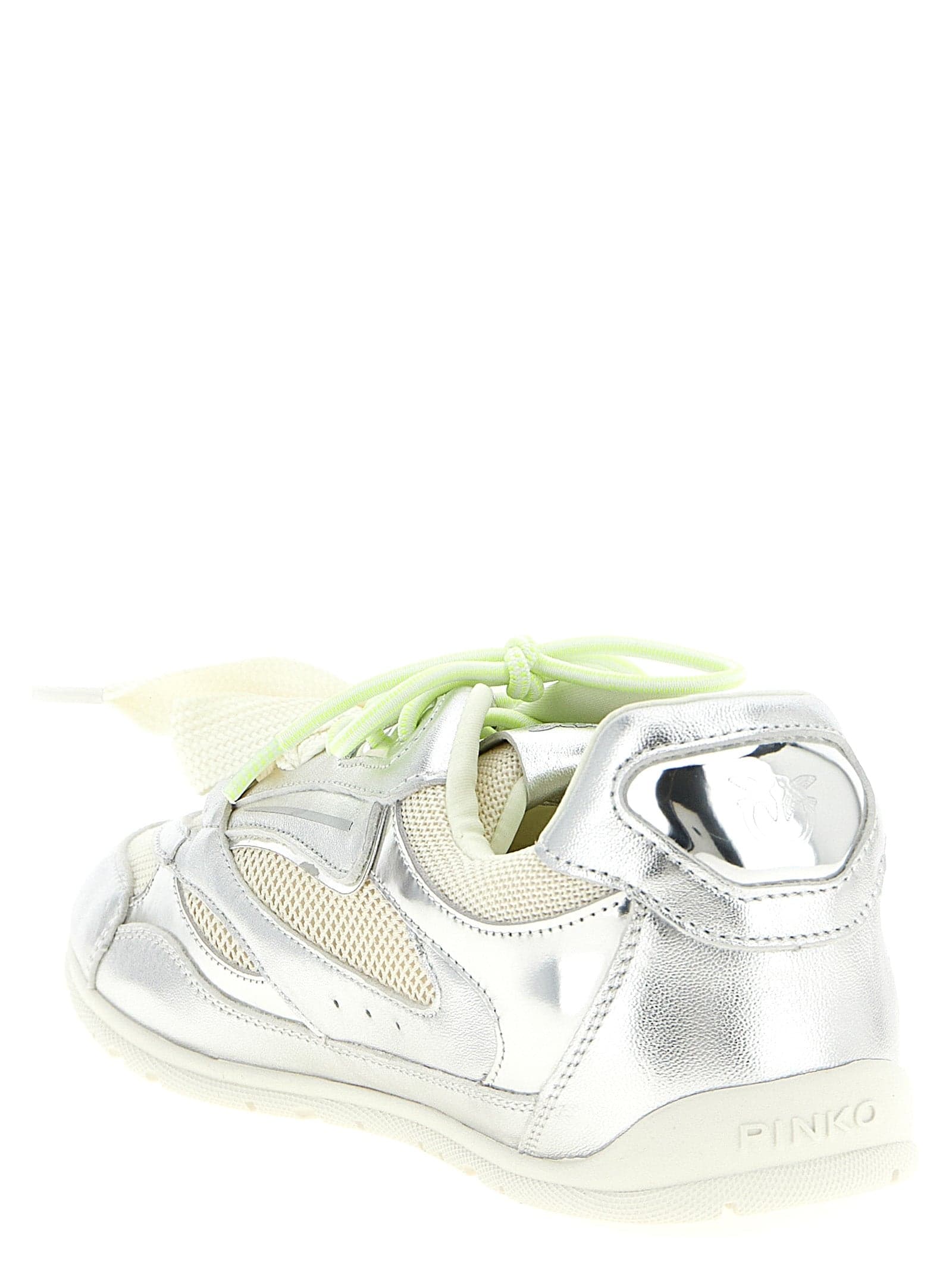PINKO Silver Leather Athletic Sneakers - 3