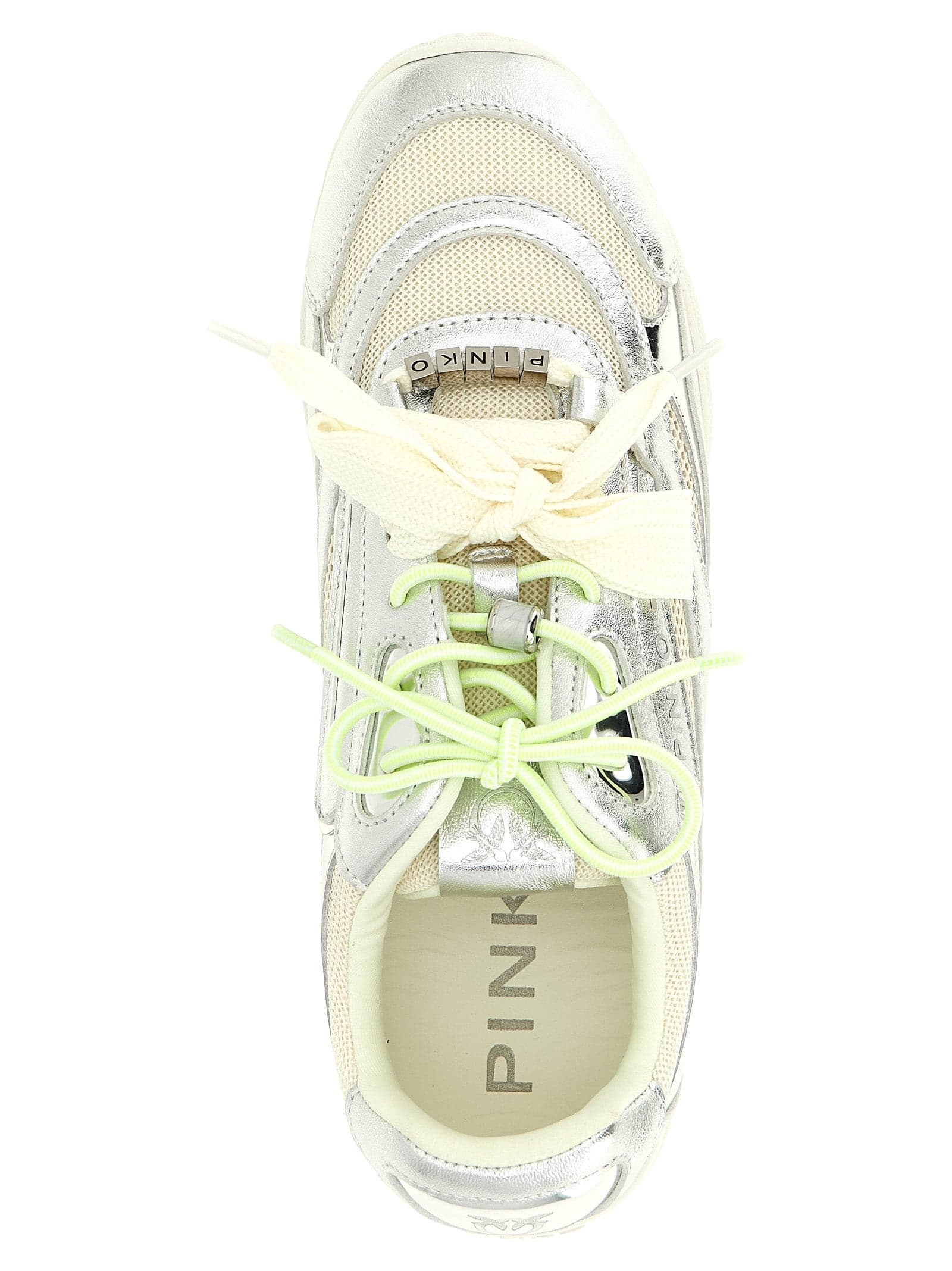 PINKO Silver Leather Athletic Sneakers - 4
