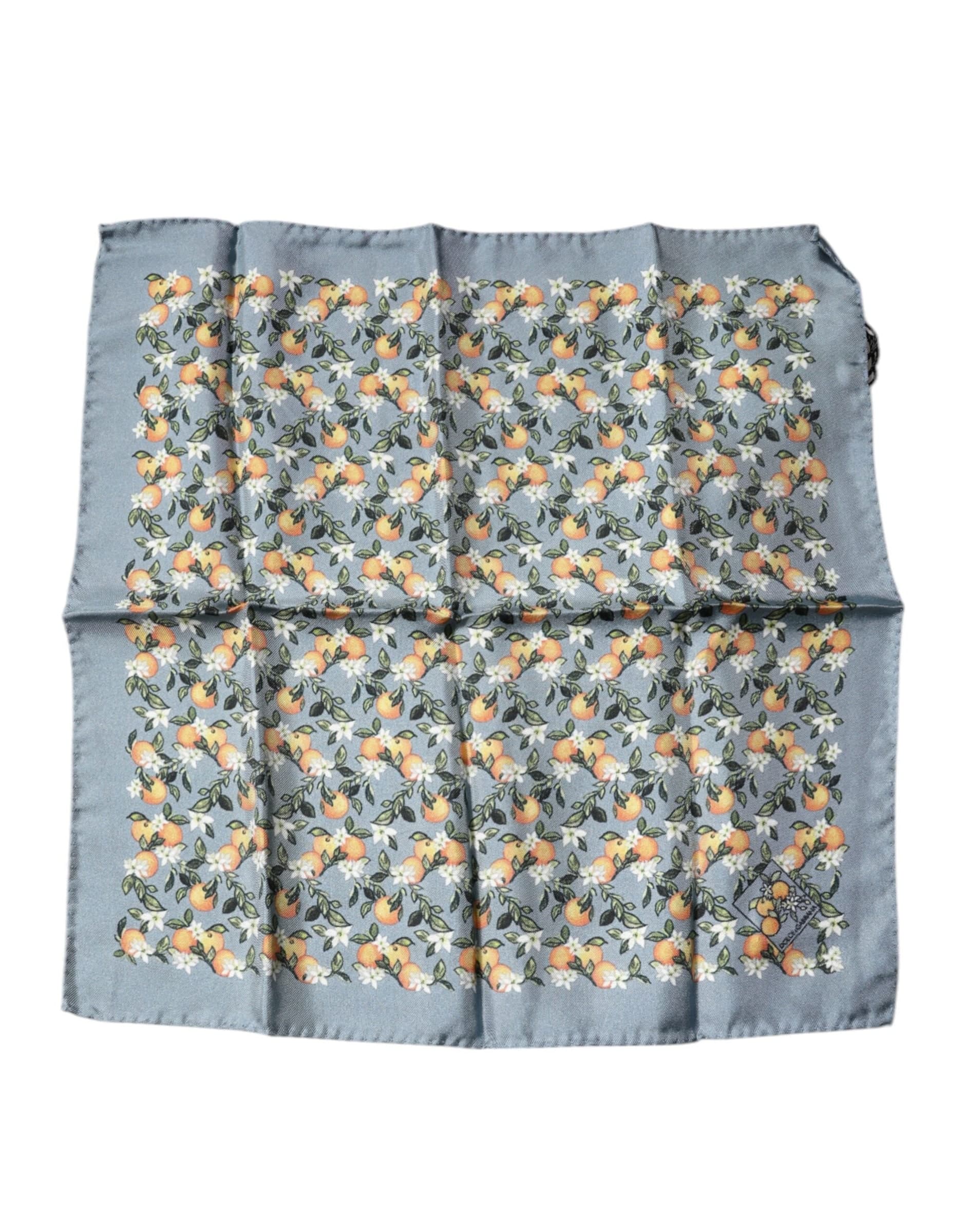 Dolce & Gabbana Gray Oranges Silk Square Handkerchief Scarf - 2