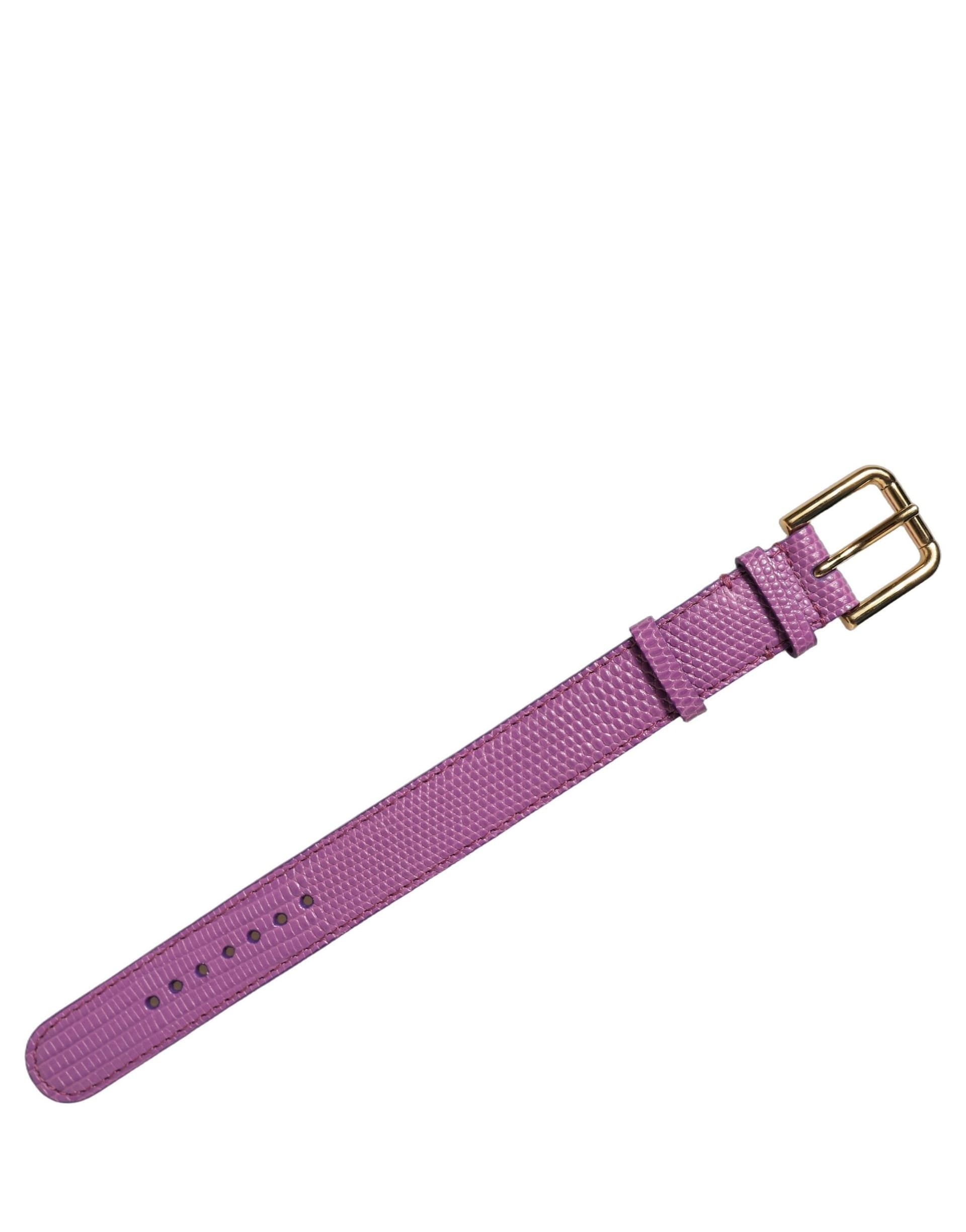 Dolce & Gabbana Purple Textured Leather Gold Buckle Belt Strap Bracelet - 3