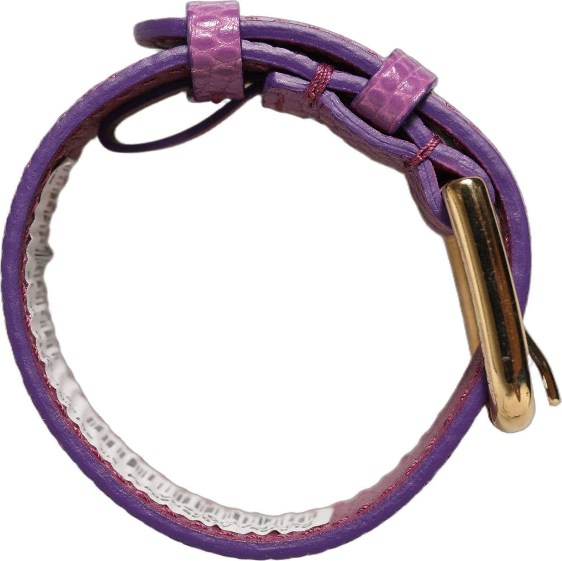 Dolce & Gabbana Purple Textured Leather Gold Buckle Belt Strap Bracelet - 7