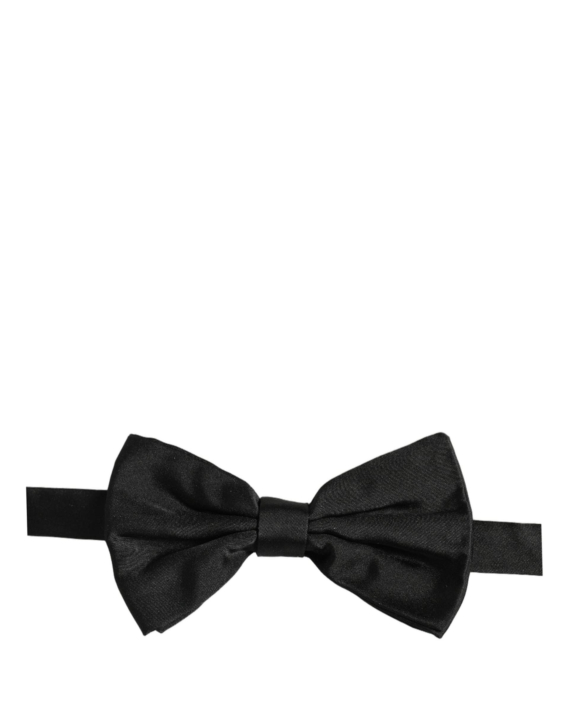 Dolce & Gabbana Men Black 100% Silk Adjustable Neck Papillon Bow Tie - 2