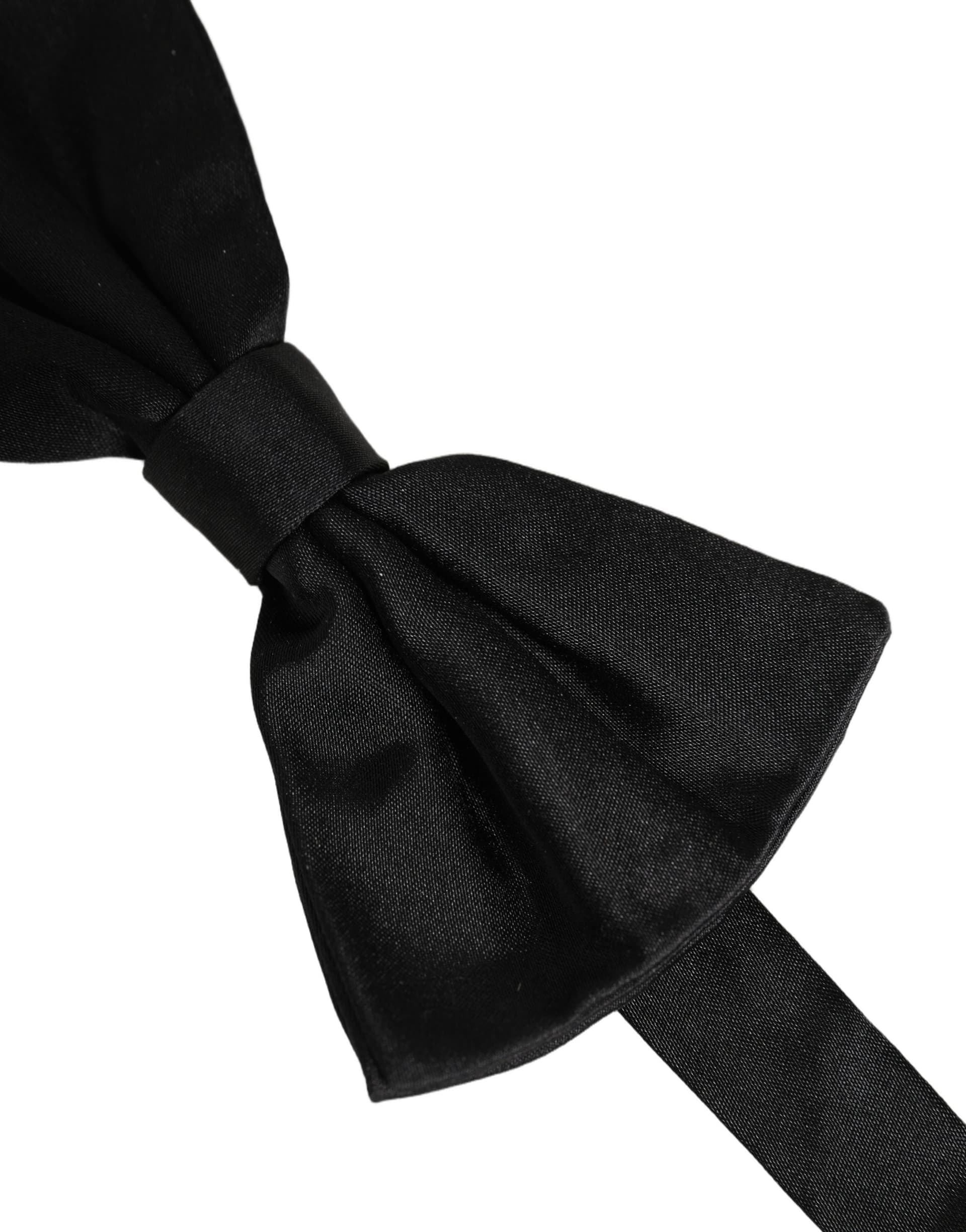 Dolce & Gabbana Men Black 100% Silk Adjustable Neck Papillon Bow Tie - 4