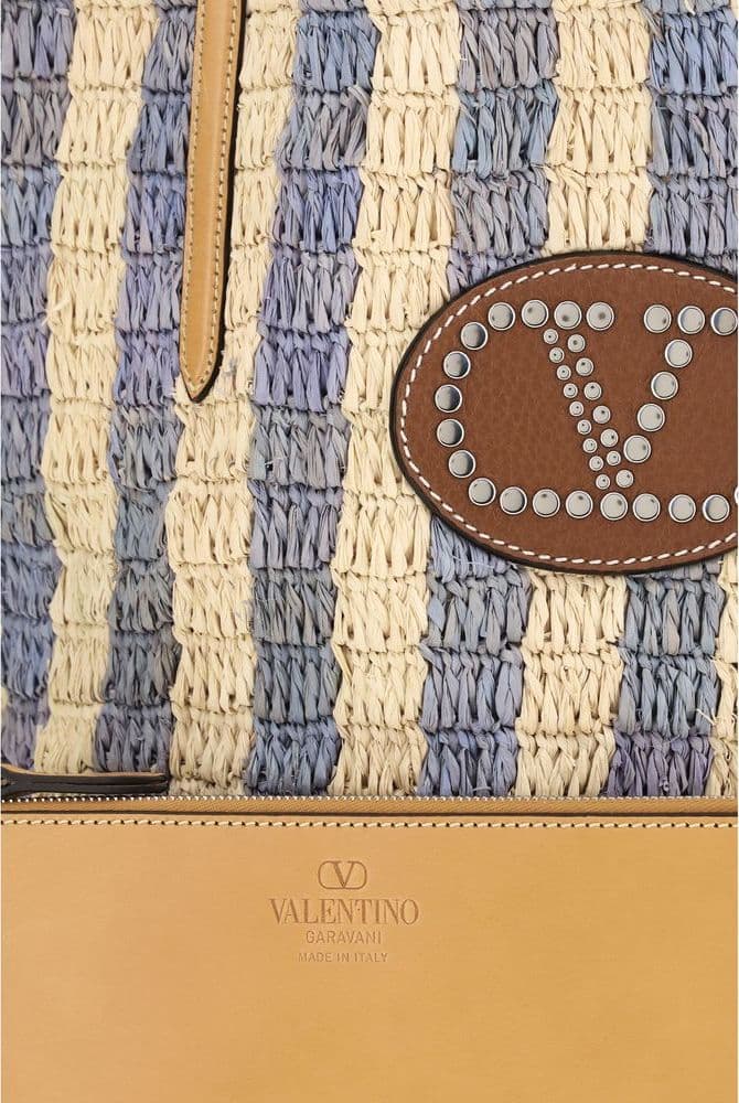 Valentino Garavani Blue Raffia Backet Bag - 4