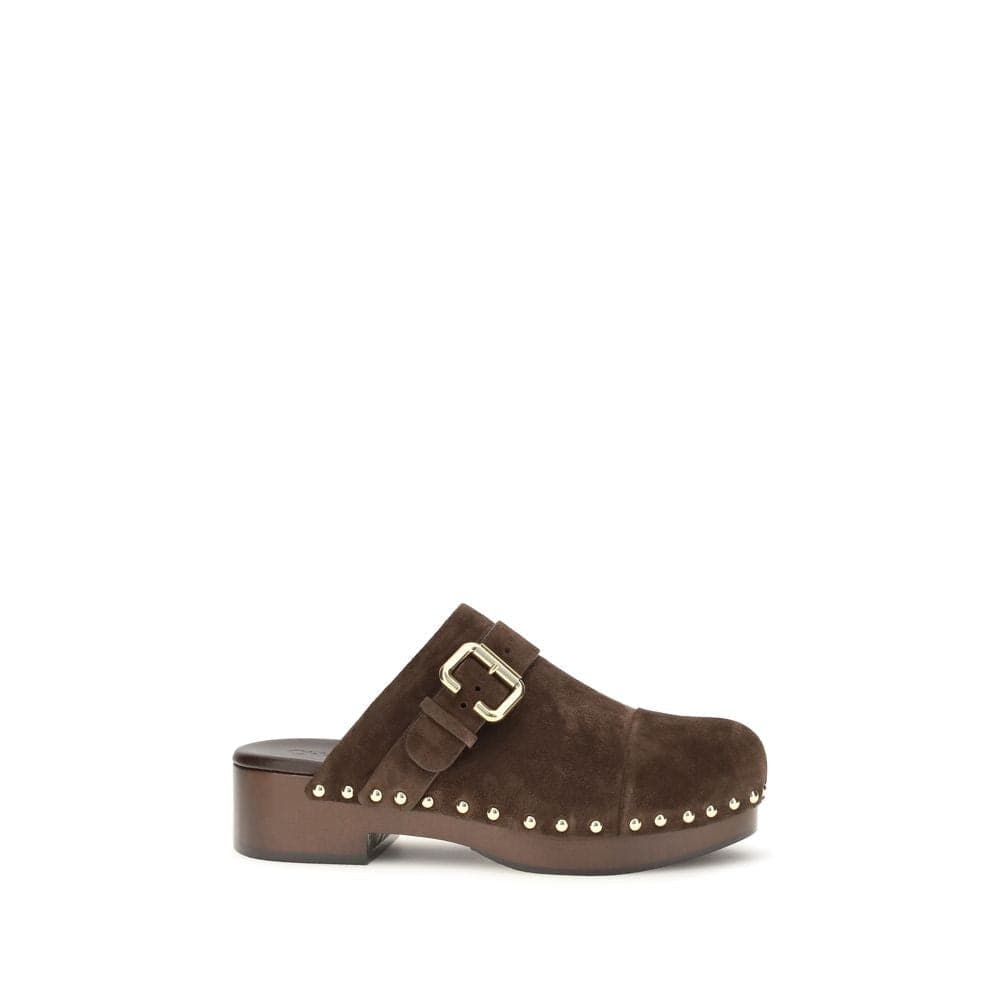 Chloé Brown Calf Leather Bos Taurus Clogs