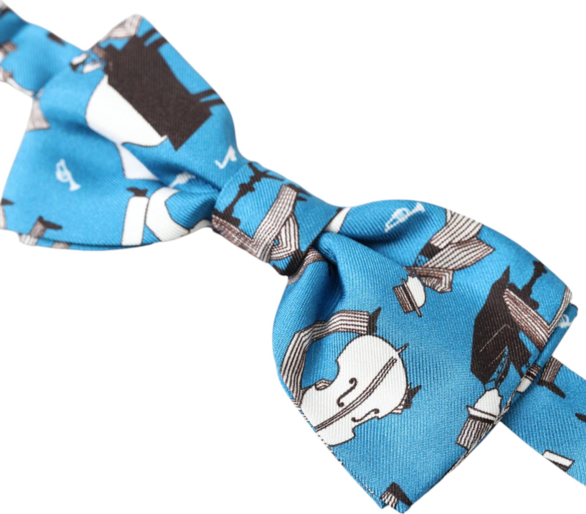Dolce & Gabbana Blue Jazz Club Silk Adjustable Neck Papillon Bow Tie - 2