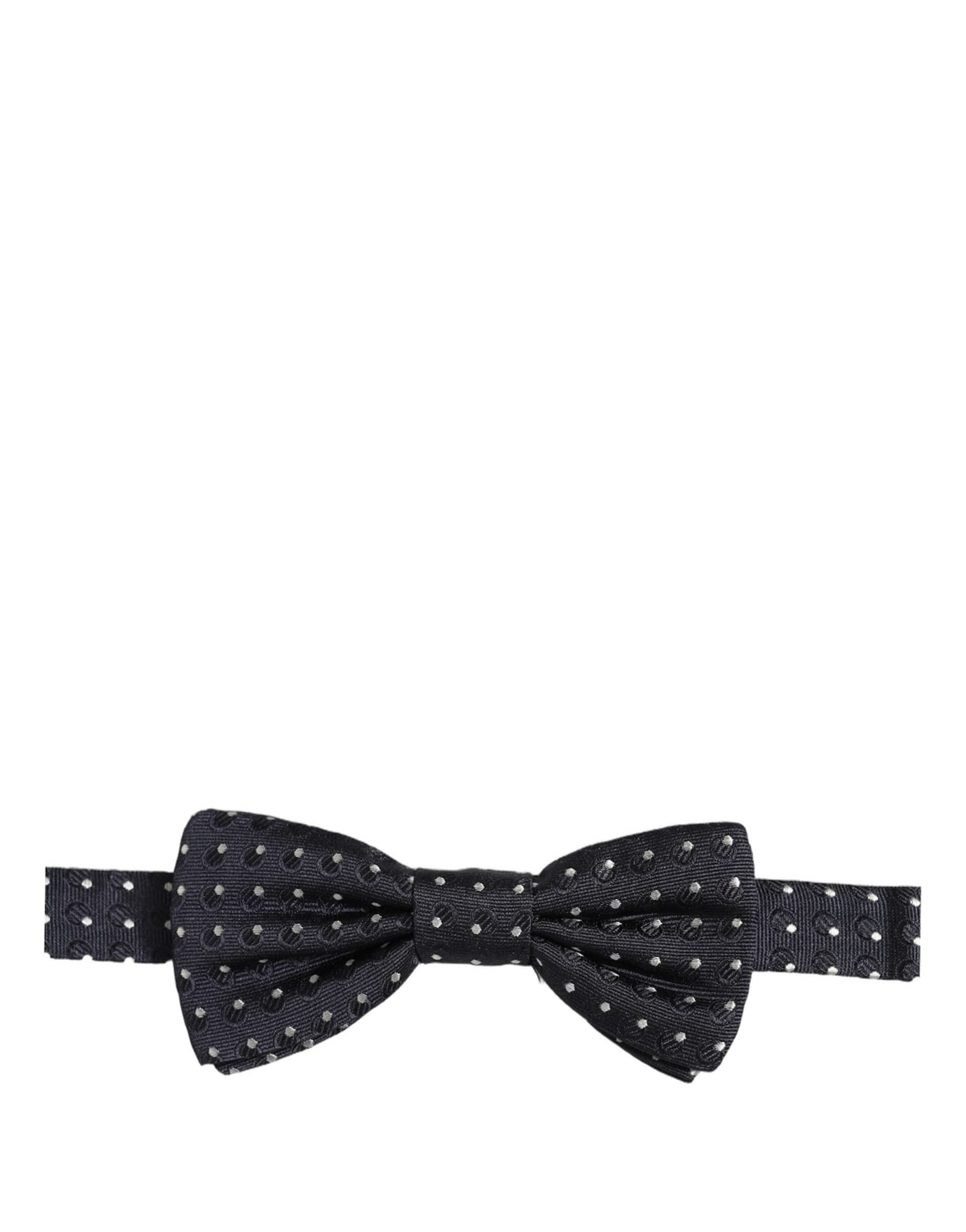 Dolce & Gabbana Black White Polka Dot Adjustable Neck Papillon Bow Tie - 5