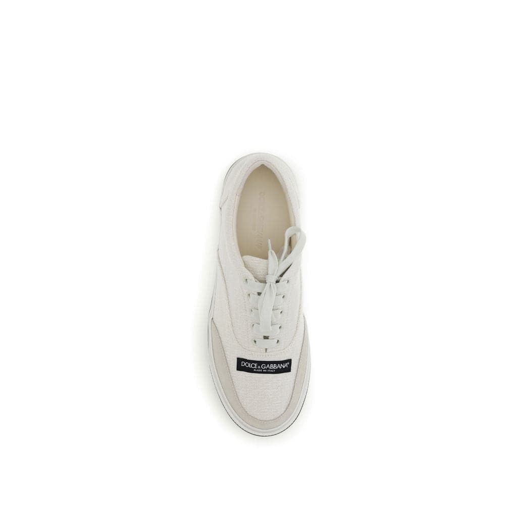 Dolce & Gabbana White Linen Low Top Sneakers - 4