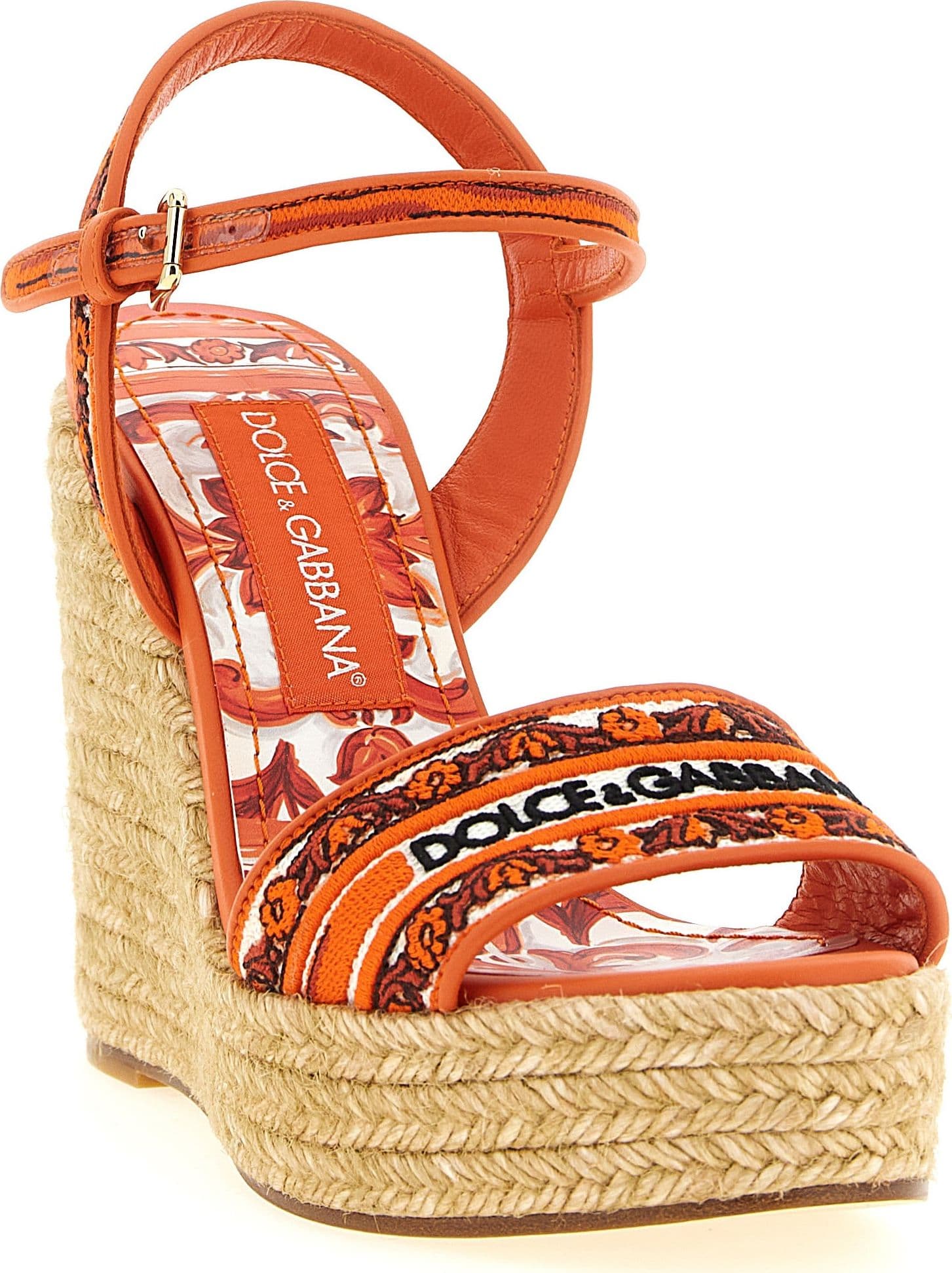 Dolce & Gabbana Orange Cotton Wedge Sandals - 2