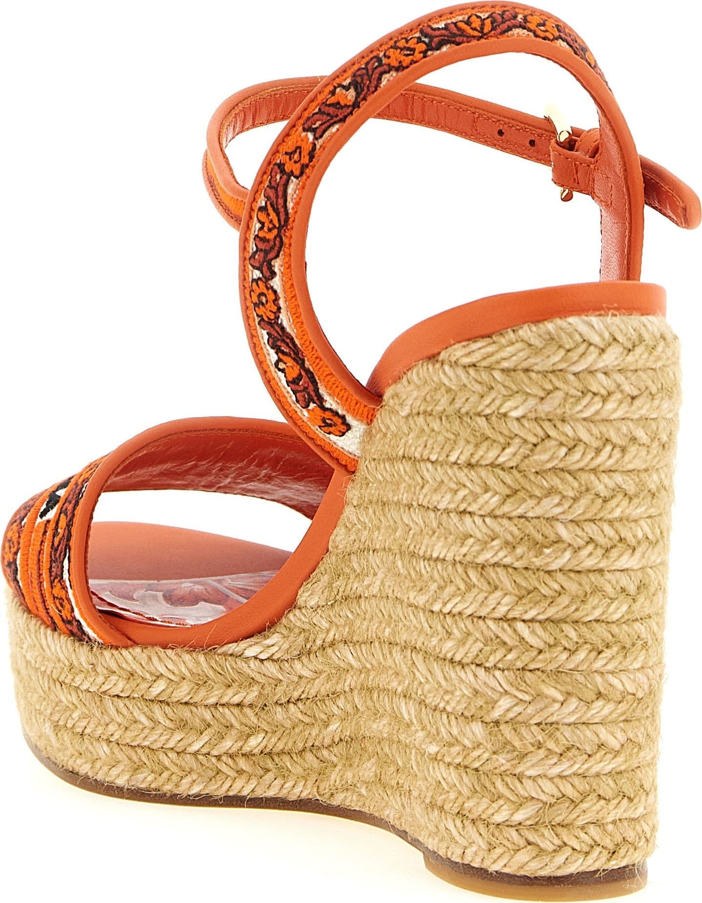 Dolce & Gabbana Orange Cotton Wedge Sandals - 3