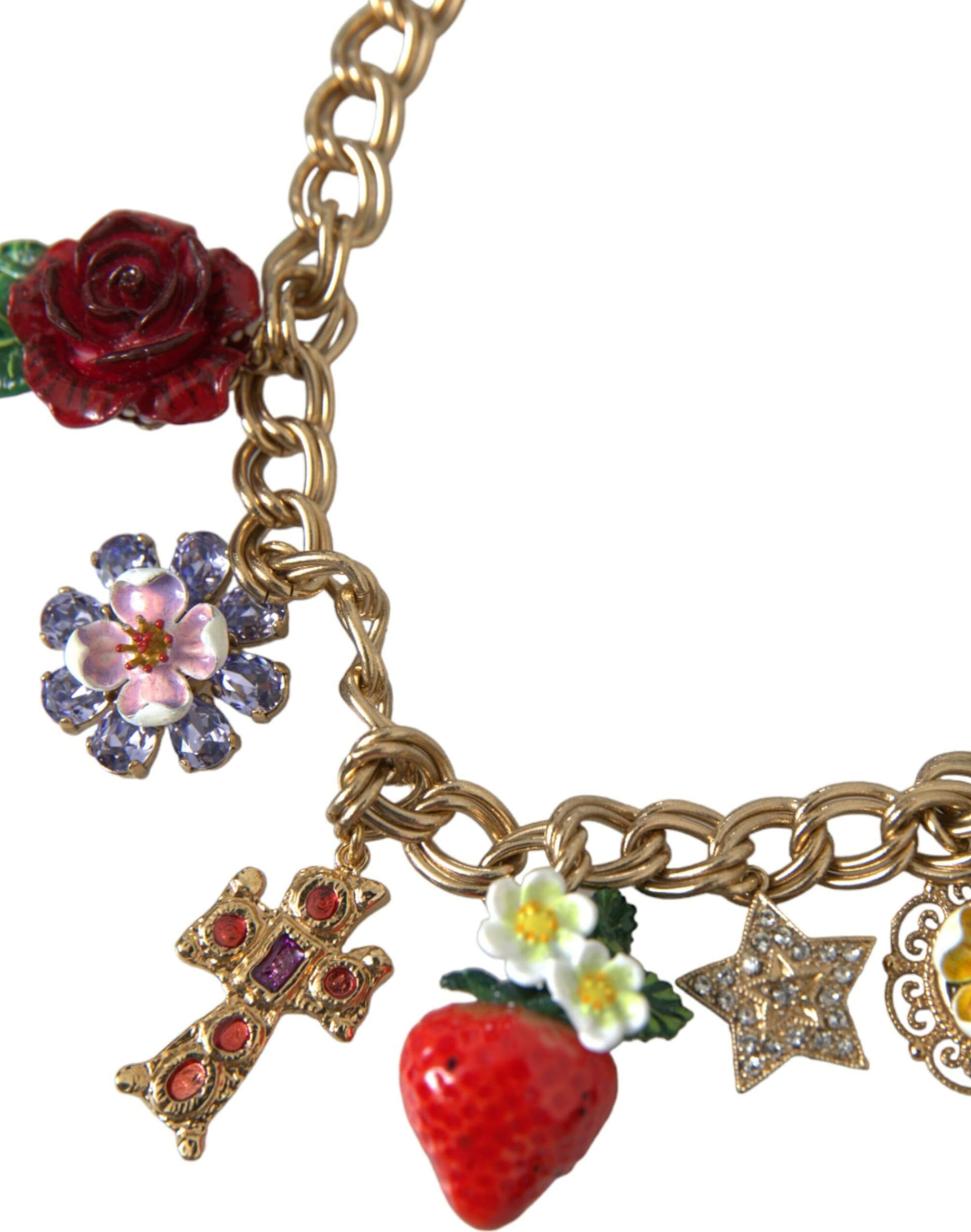 Dolce & Gabbana Gold Chain Rose Cross Strawberry Star Pendant Necklace - 2