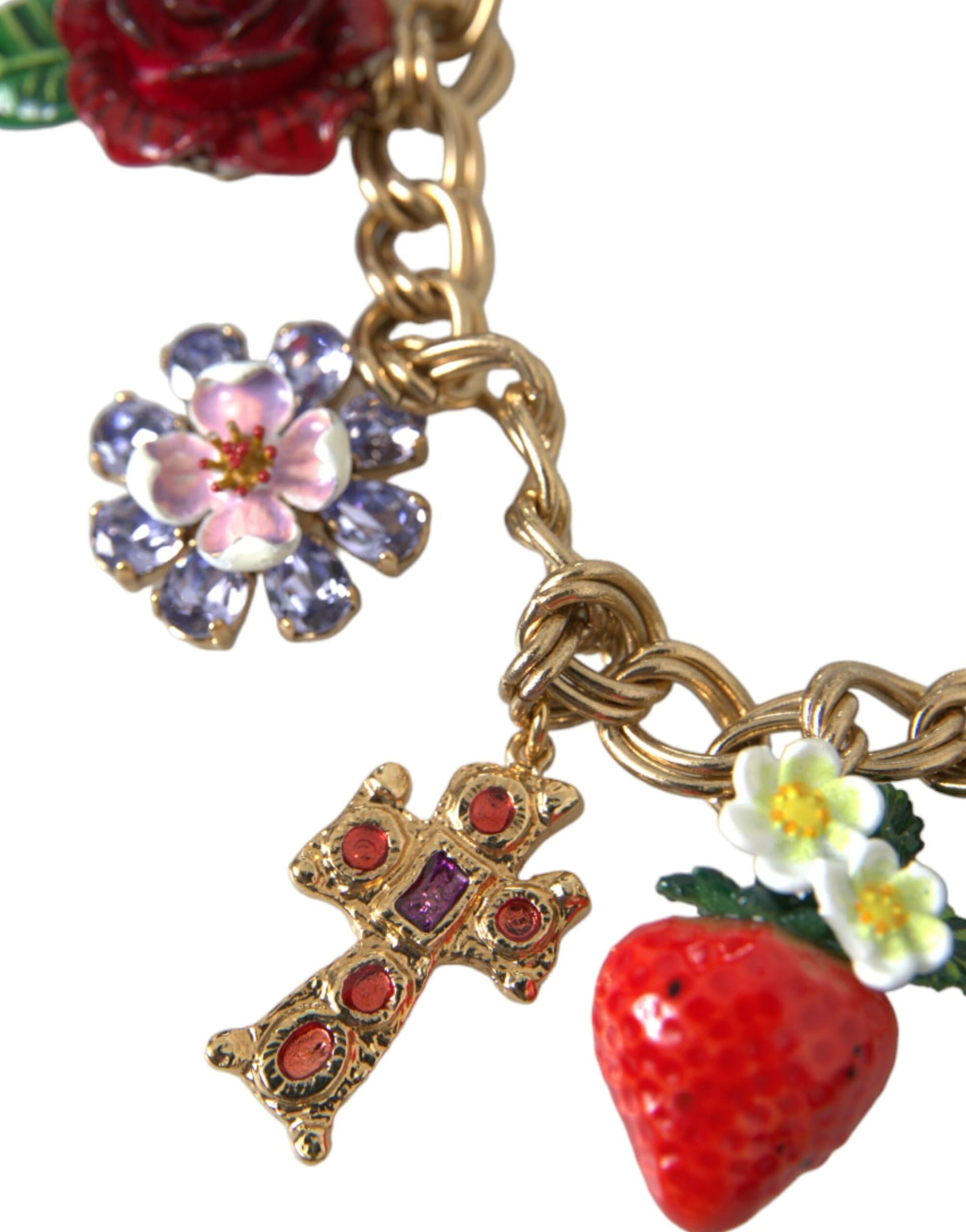 Dolce & Gabbana Gold Chain Rose Cross Strawberry Star Pendant Necklace - 5