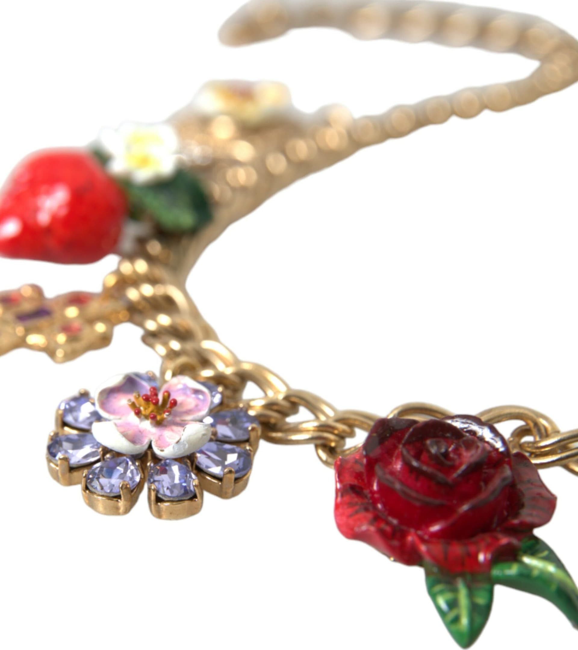 Dolce & Gabbana Gold Chain Rose Cross Strawberry Star Pendant Necklace - 7