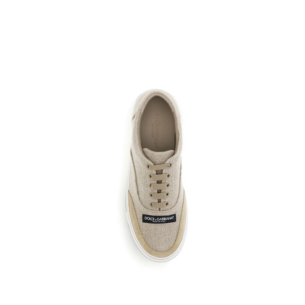 Dolce & Gabbana Beige Linen Low Top Sneakers - 4