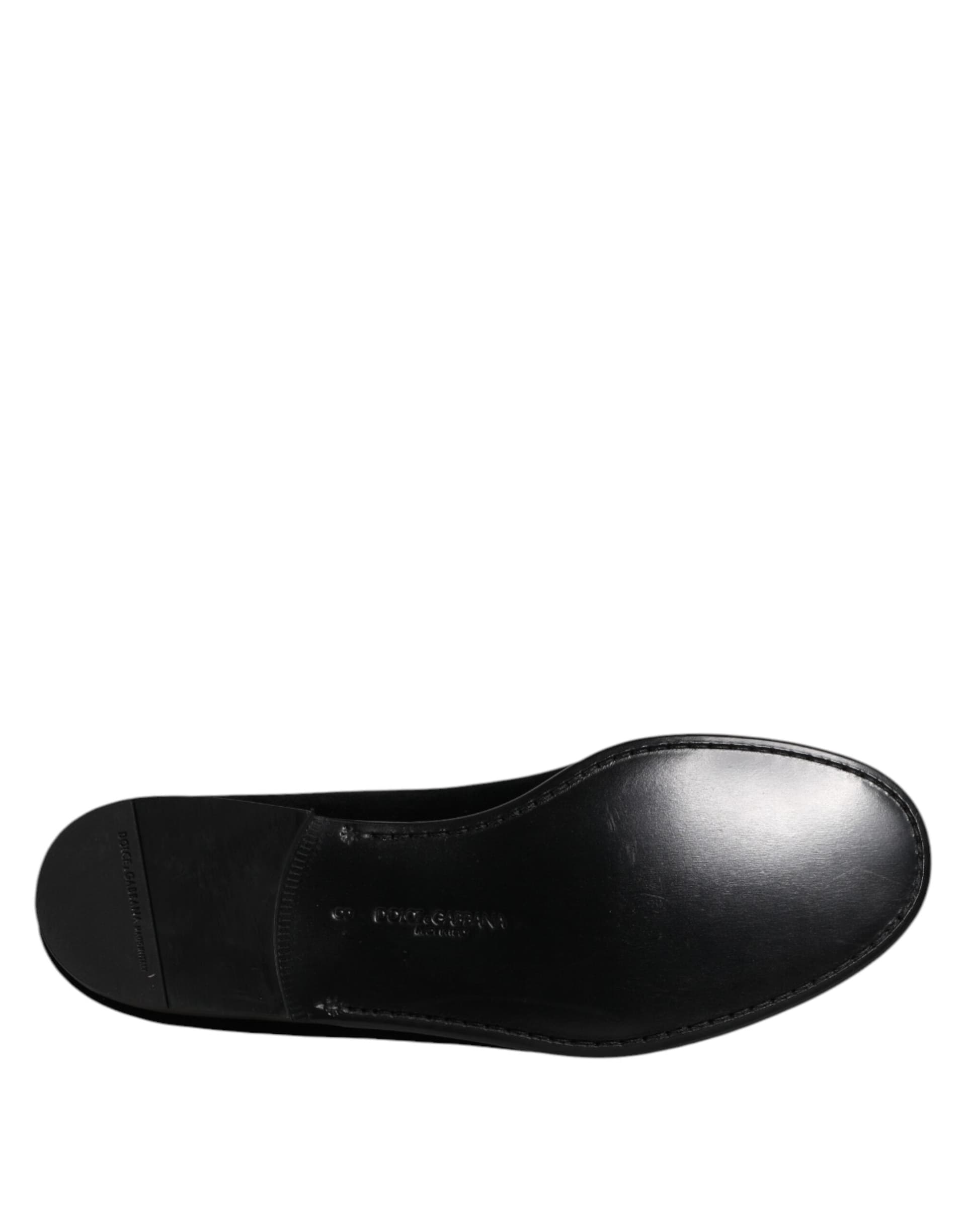 Dolce & Gabbana Black Velvet Slip On Loafers Formal Shoes - 8