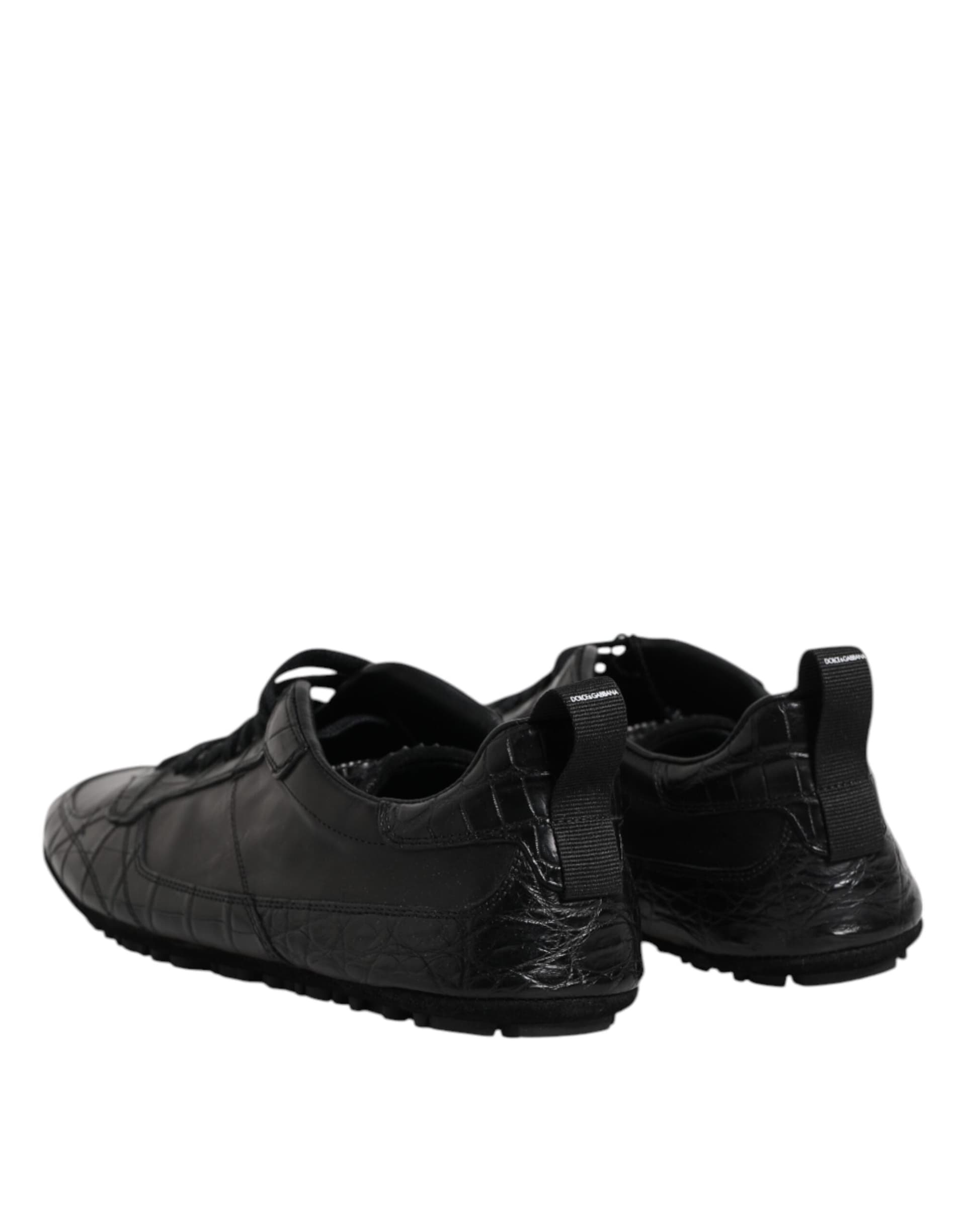 Dolce & Gabbana Black Exotic Leather Low Top Sneakers Shoes - 4