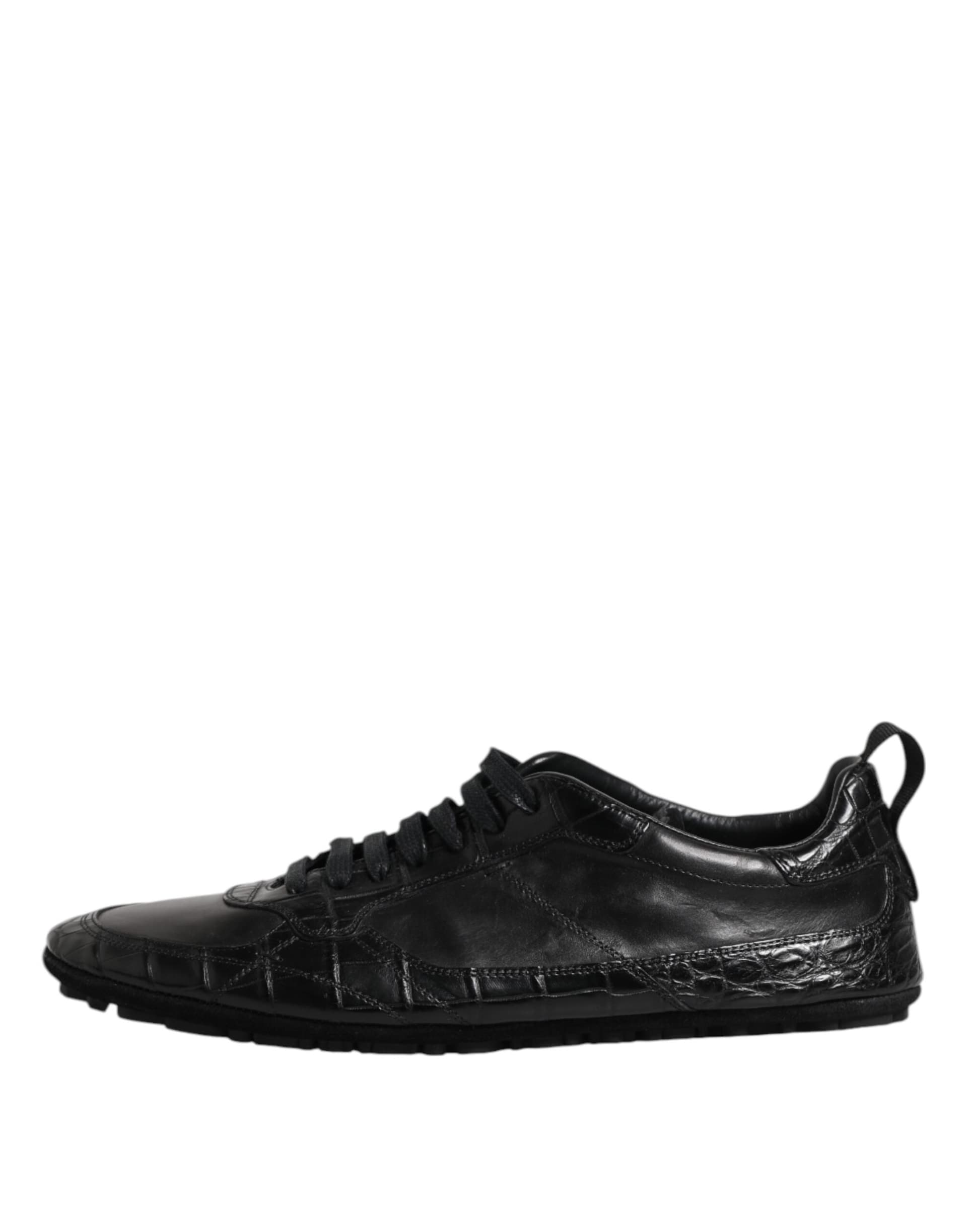 Dolce & Gabbana Black Exotic Leather Low Top Sneakers Shoes - 5