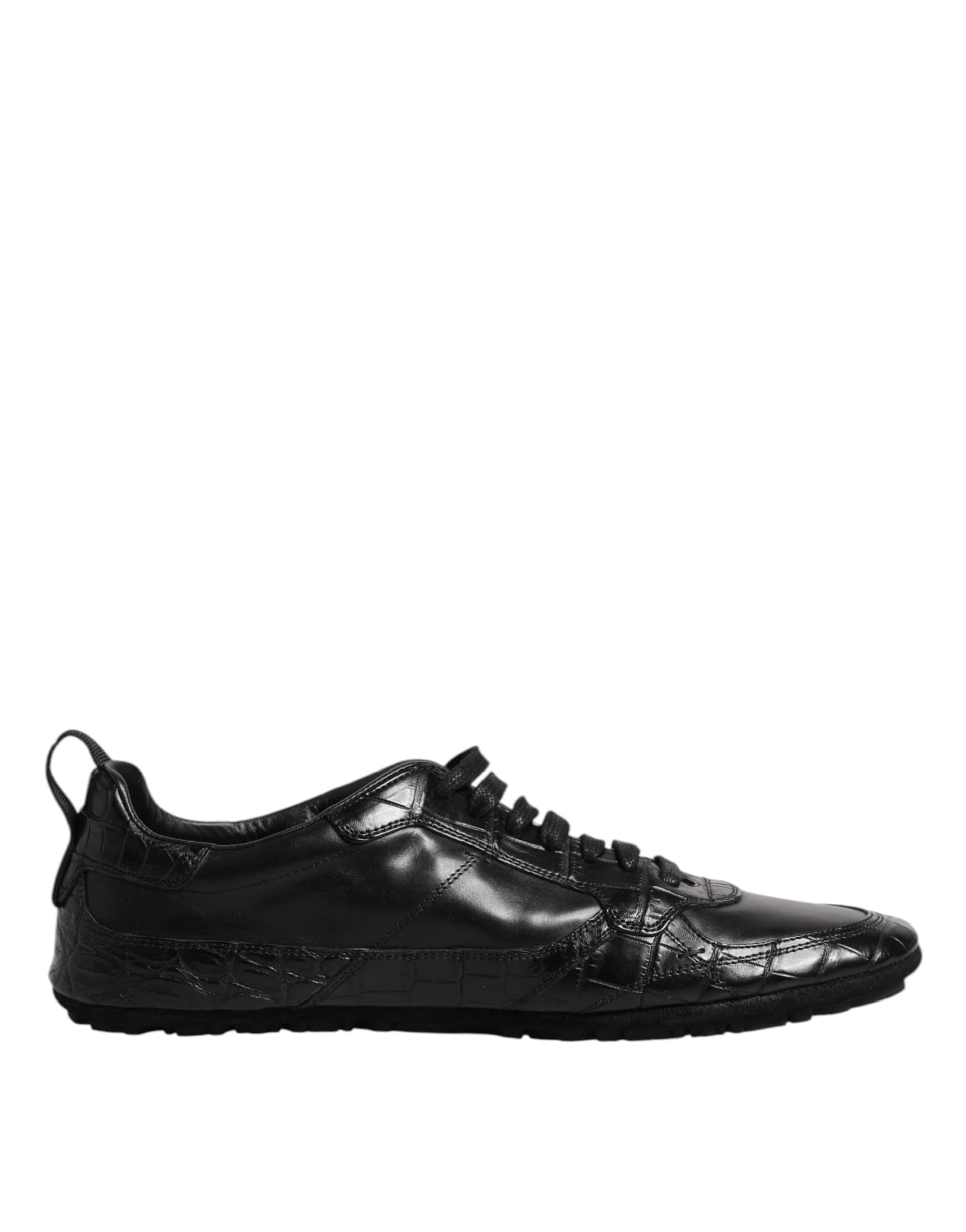 Dolce & Gabbana Black Exotic Leather Low Top Sneakers Shoes - 7