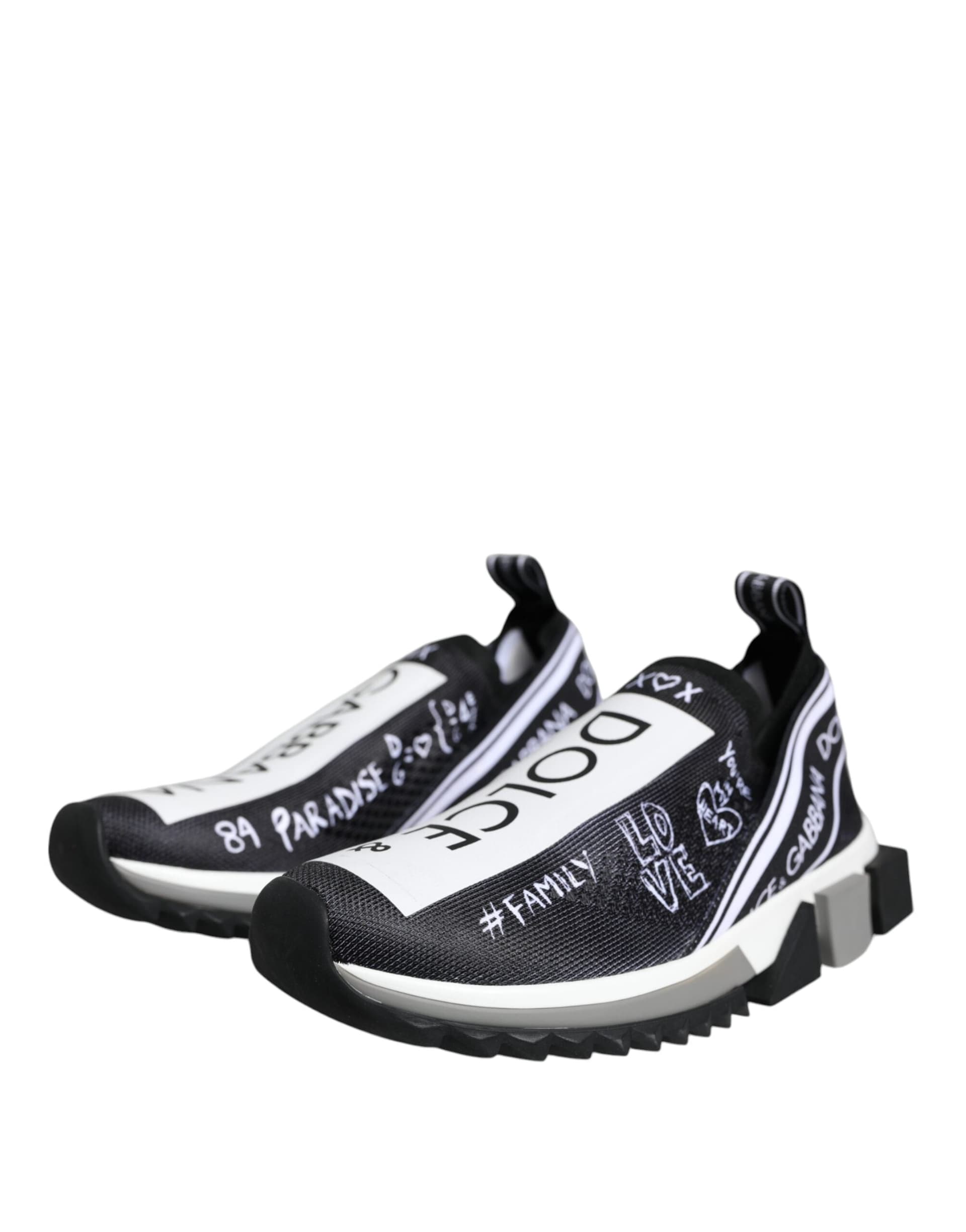 Dolce & Gabbana Black White Sorrento Low Top Sneakers Shoes - 2