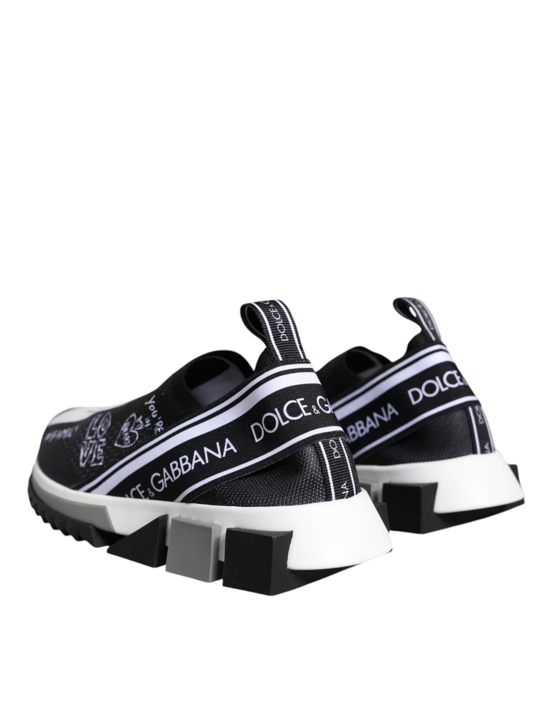 Dolce & Gabbana Black White Sorrento Low Top Sneakers Shoes - 3