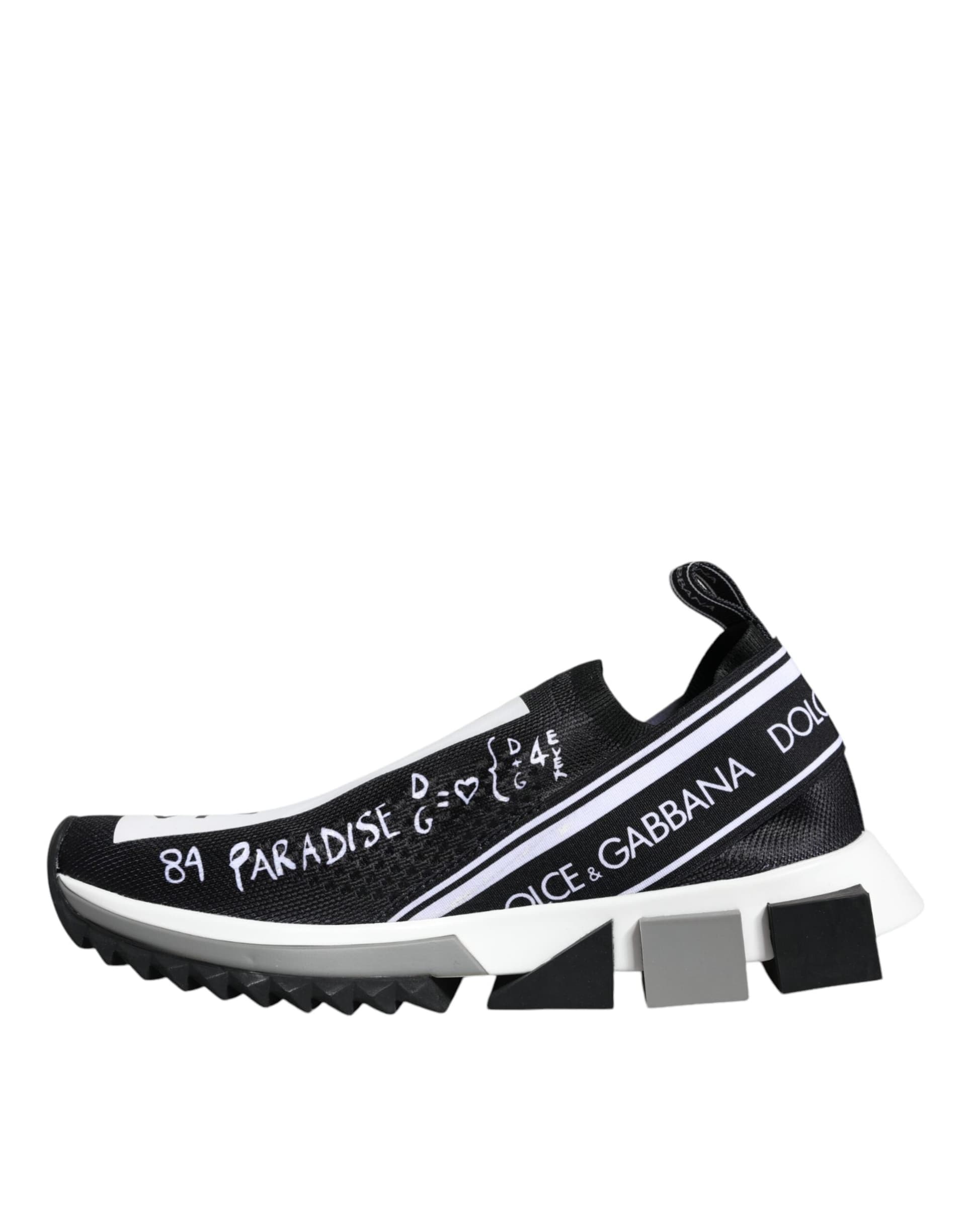 Dolce & Gabbana Black White Sorrento Low Top Sneakers Shoes - 4