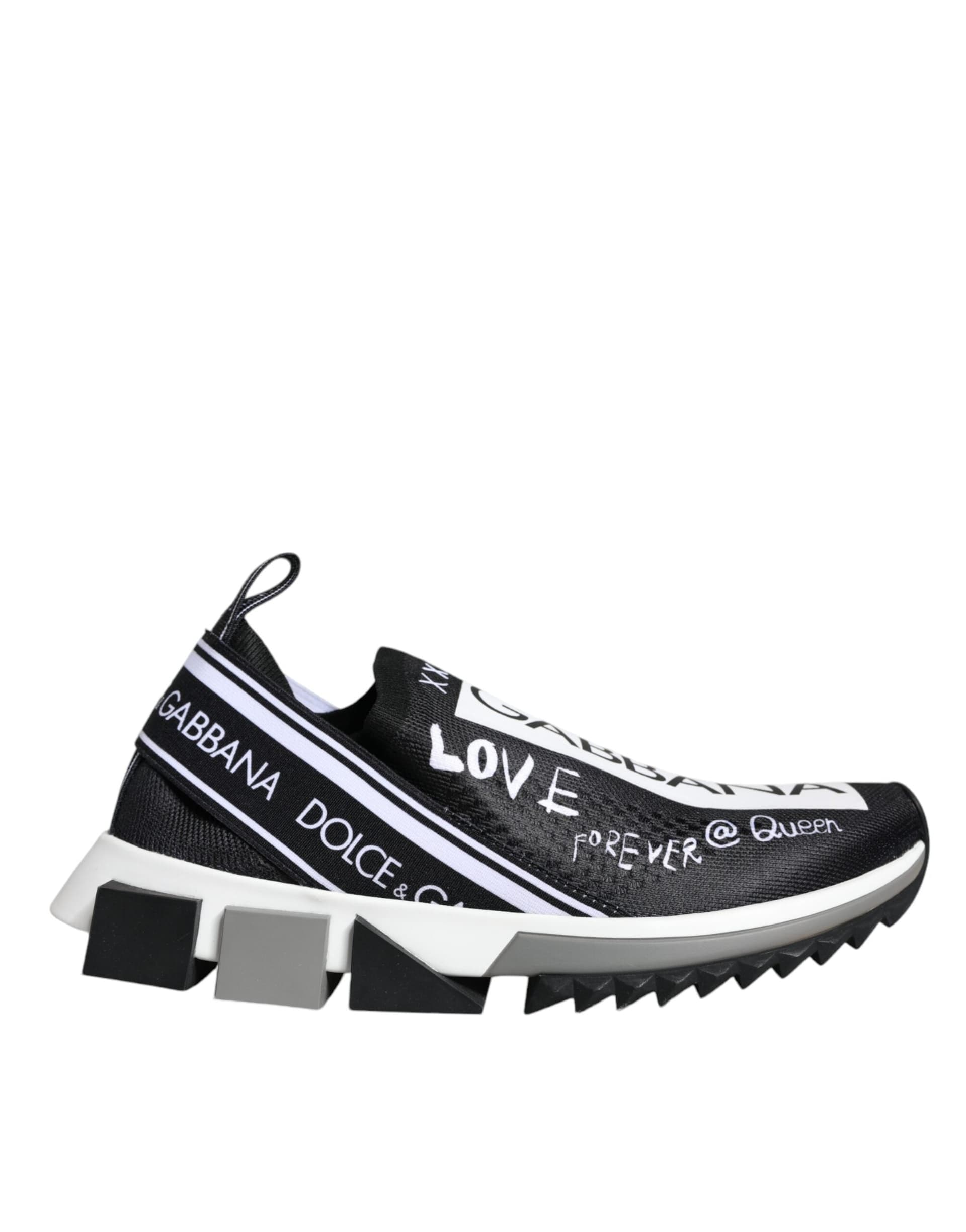 Dolce & Gabbana Black White Sorrento Low Top Sneakers Shoes - 8
