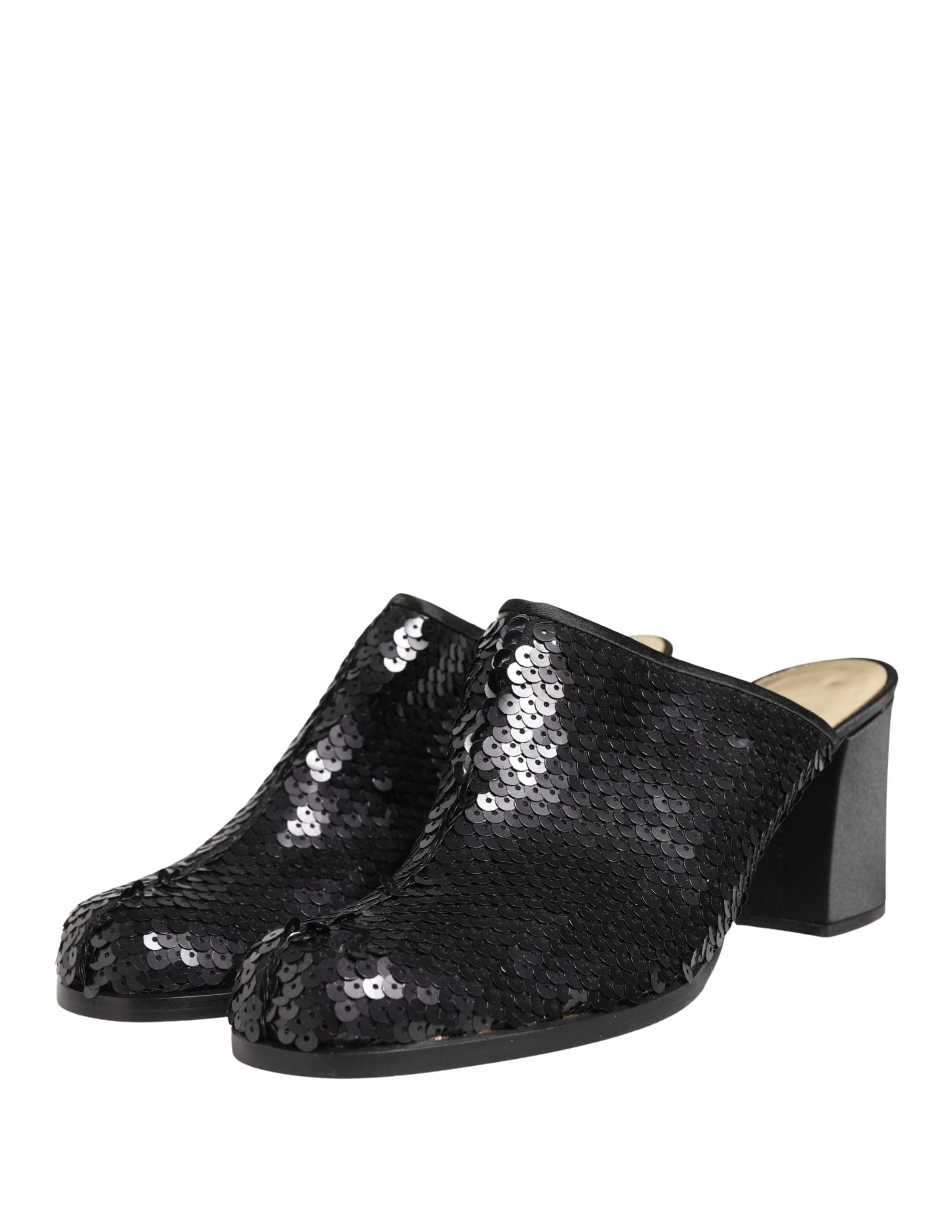 Dolce & Gabbana Black Sequined Mules Shoes - 2