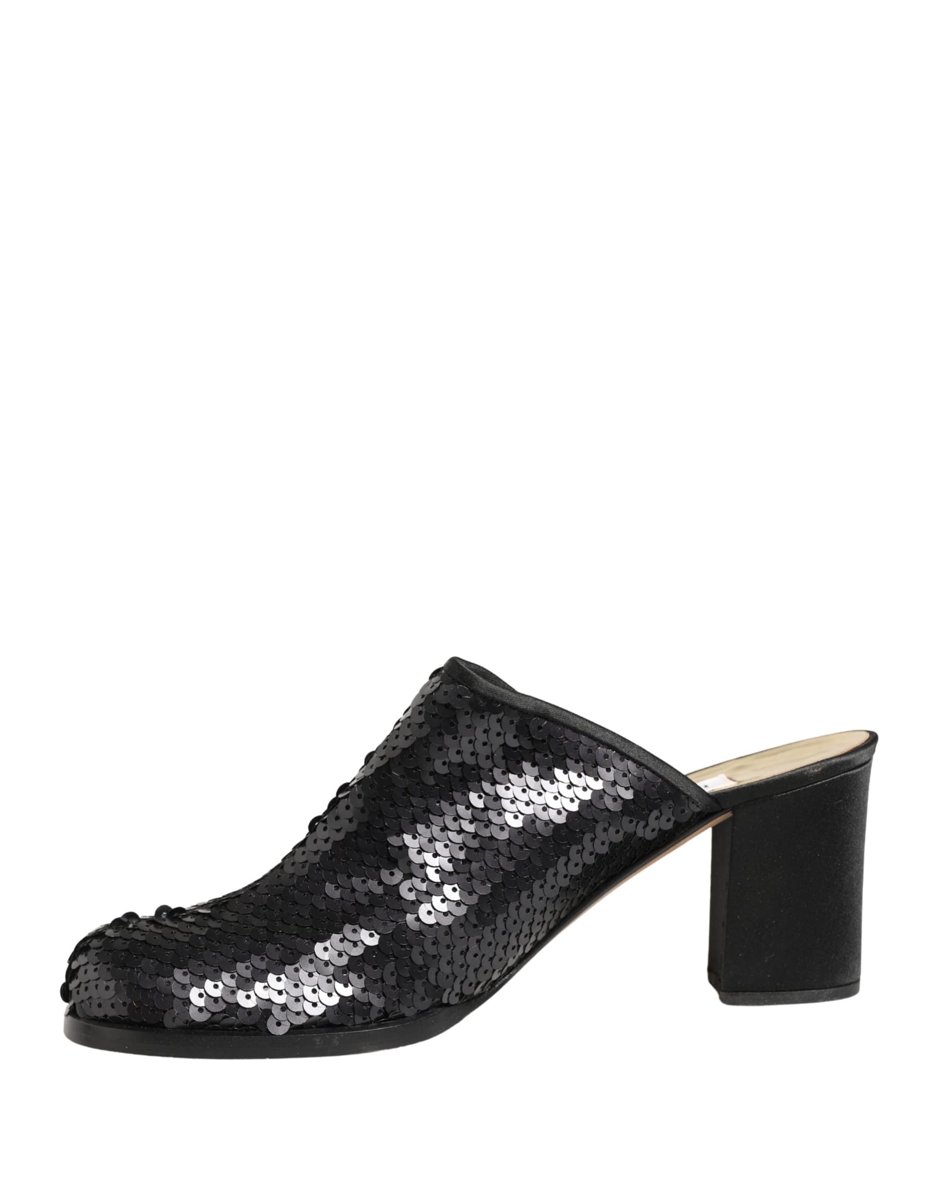 Dolce & Gabbana Black Sequined Mules Shoes - 4